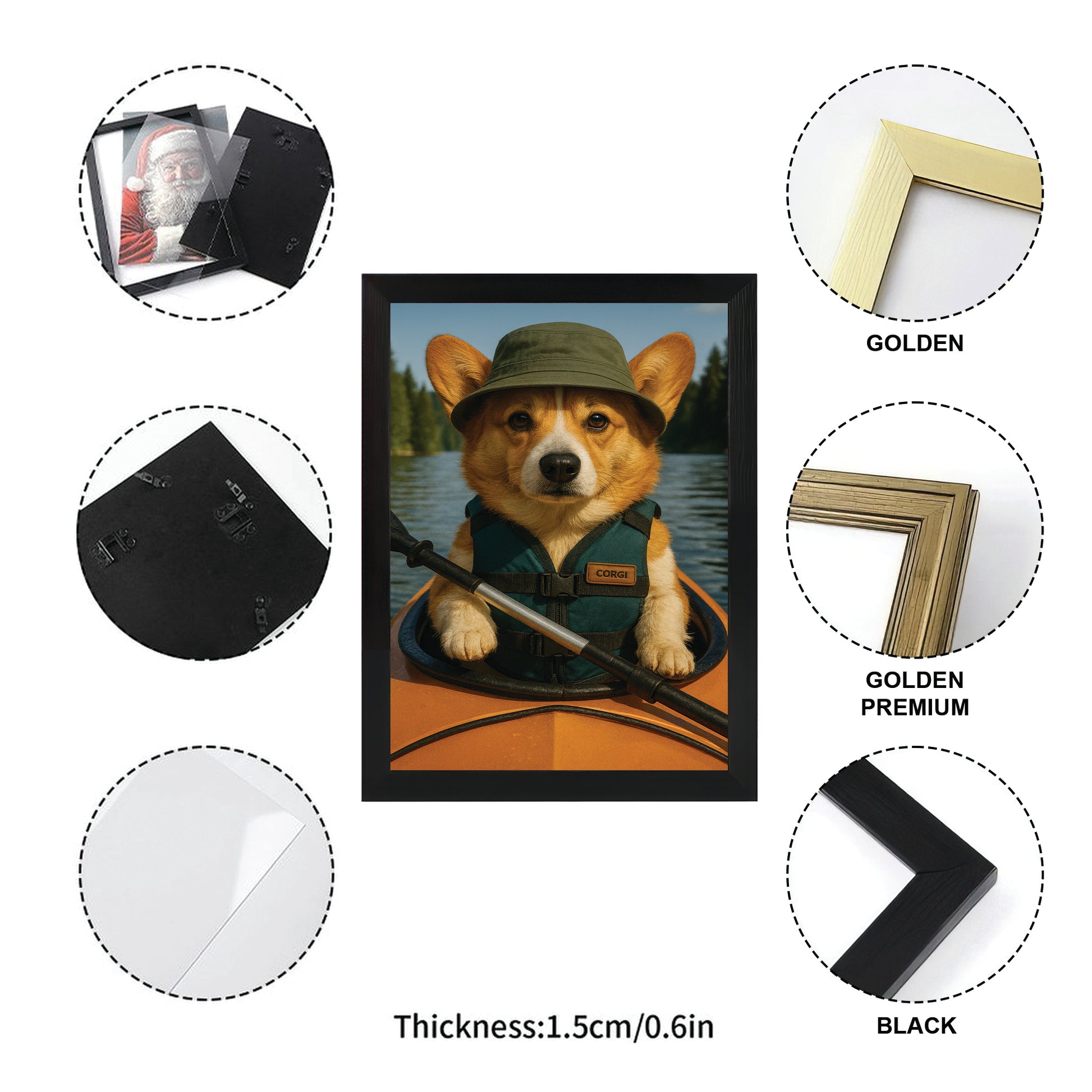 Custom Photo Kayak Dog Canvas Framed Wall Art Gift For Dog Lovers