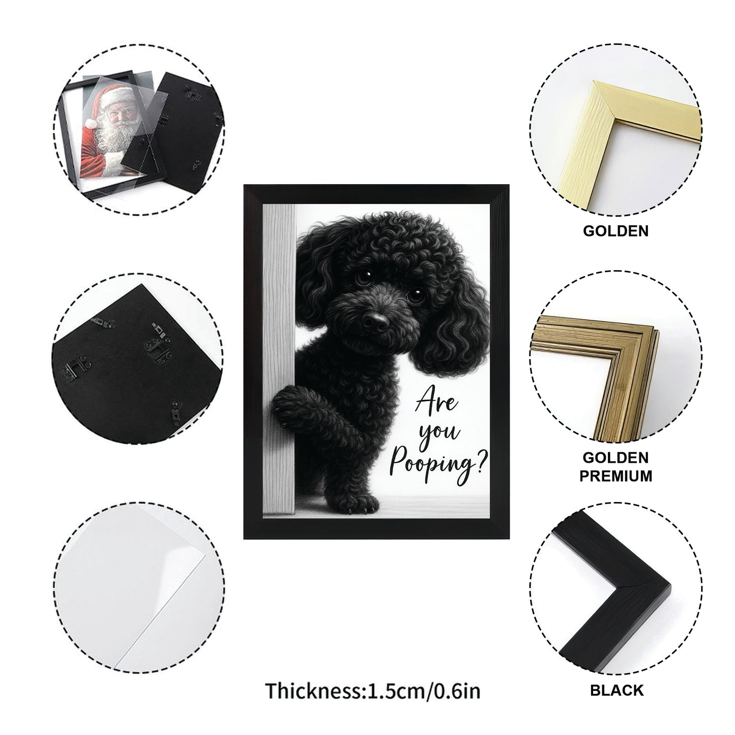 Custom Photo Dog Bathroom Canvas Framed Wall Art Gift For Dog Lover