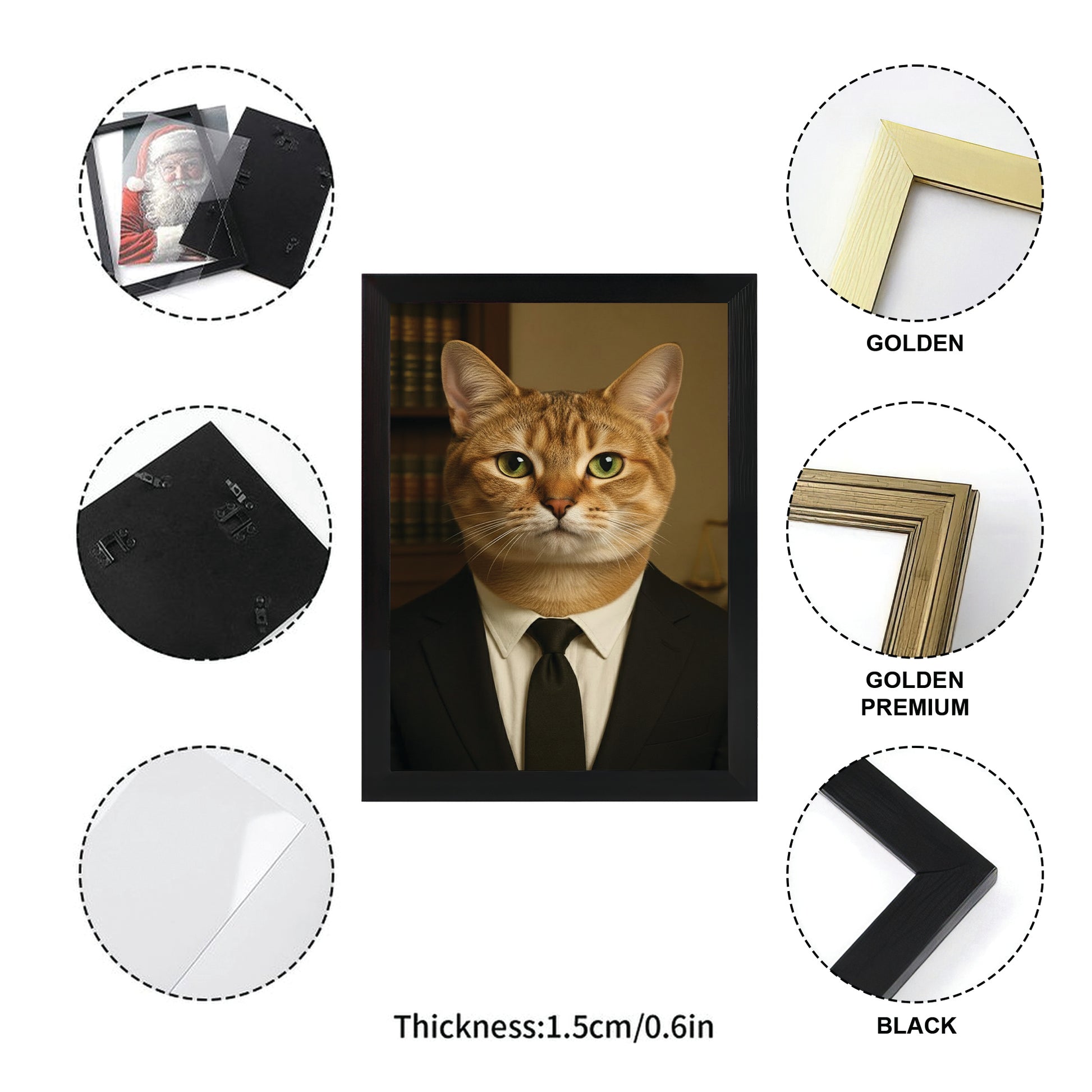 Custom Photo Lawyer Cat Canvas Framed Wall Art  Gift For Cat Lovers