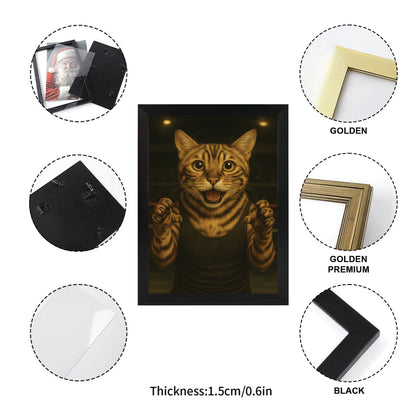 Custom Photo Wrestler Fighter Cat Canvas Framed Wall Art Gift For Cat Lovers