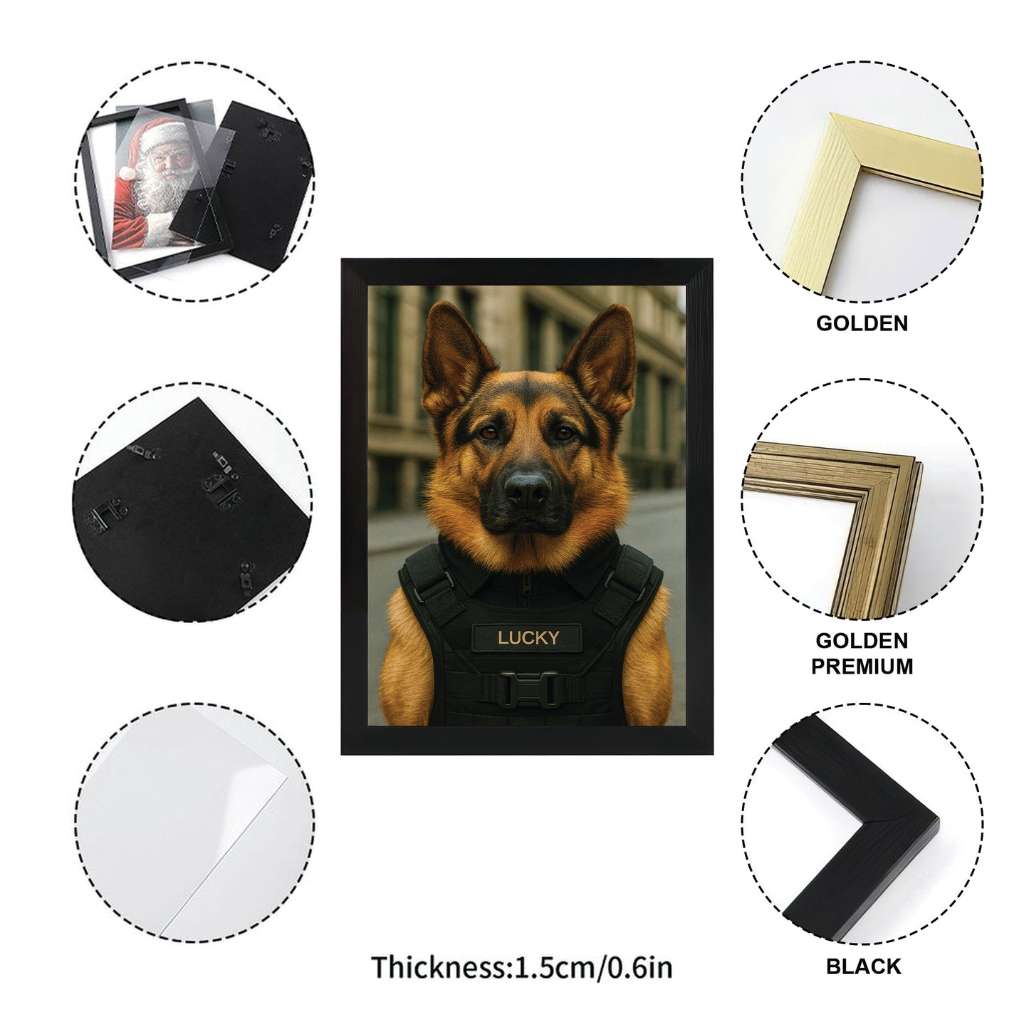 Custom Photo Tactical Dog Canvas Framed Wall Art Gift For Dog Lovers