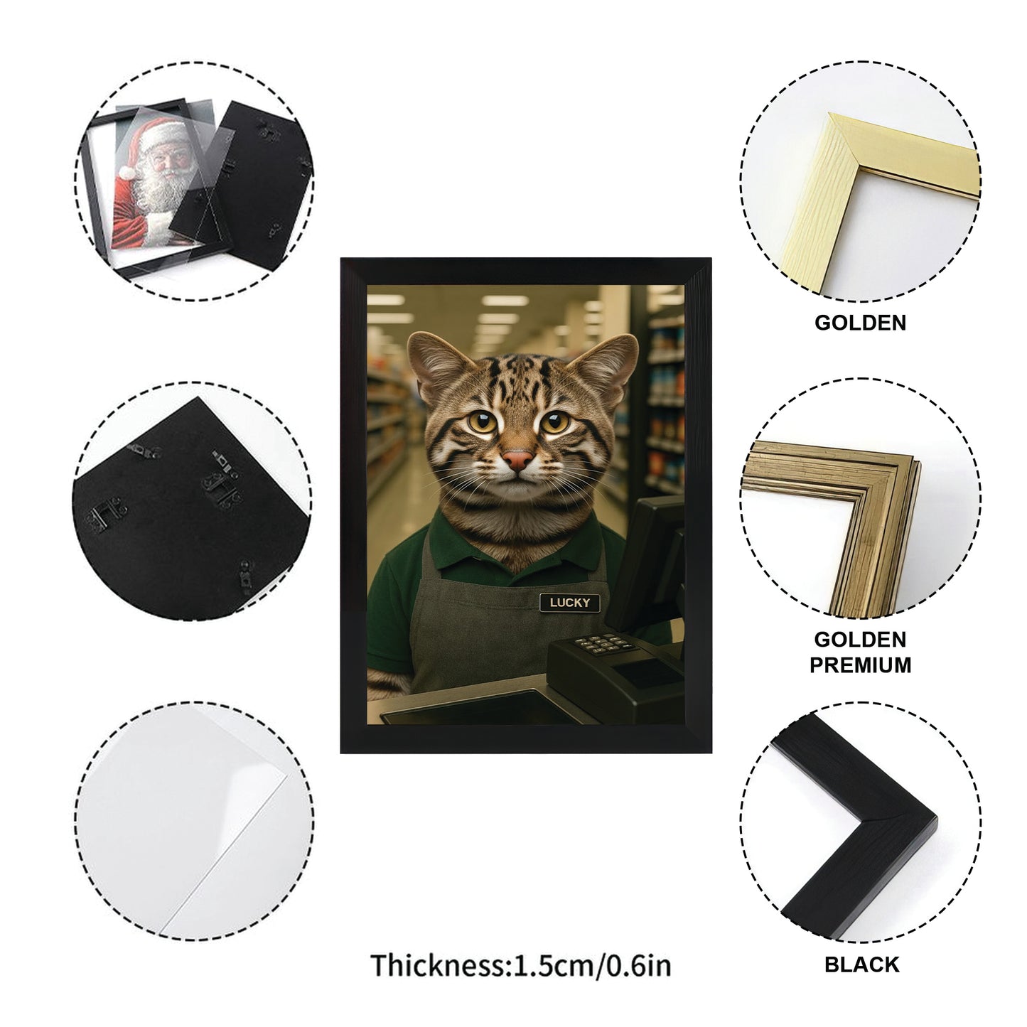 Custom Photo Cashier Cat Canvas Framed Wall Art Gift For Cat Lovers
