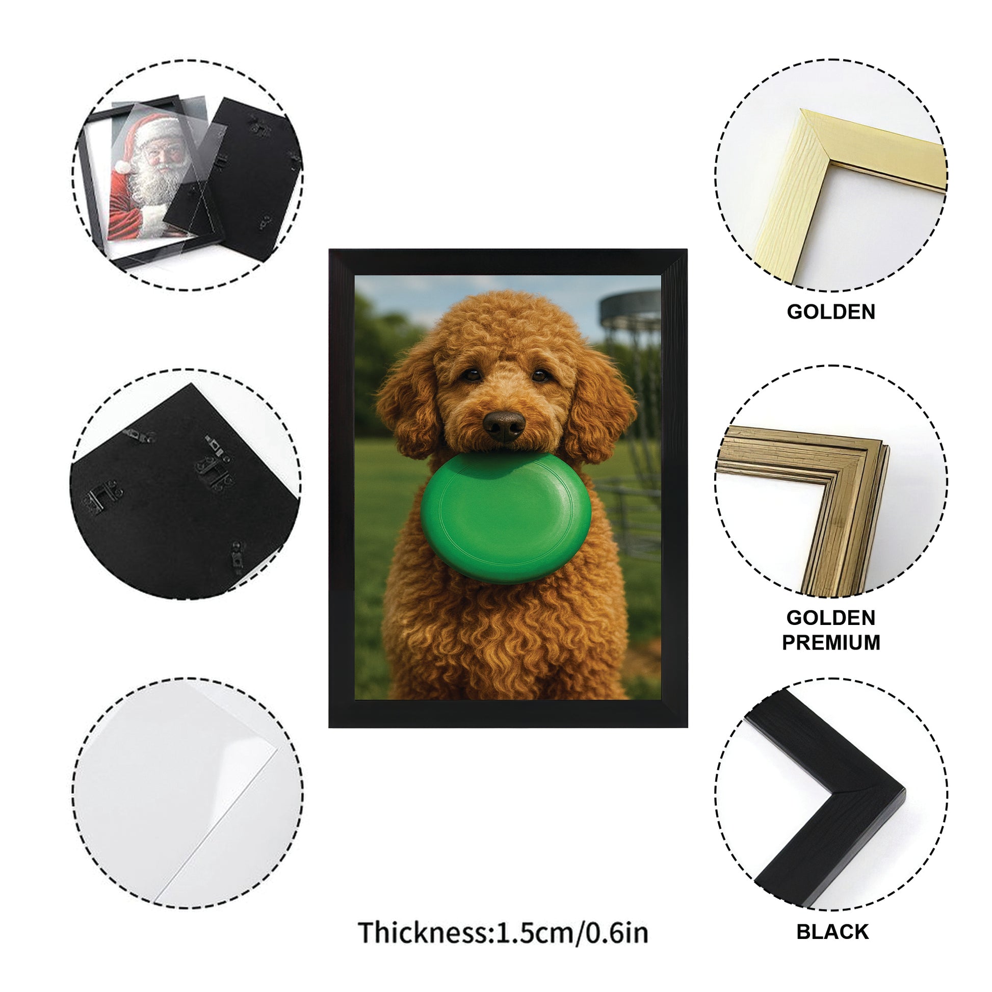 Custom Photo Disc Golf Dog Canvas Framed Wall Art Gift For Dog Lovers