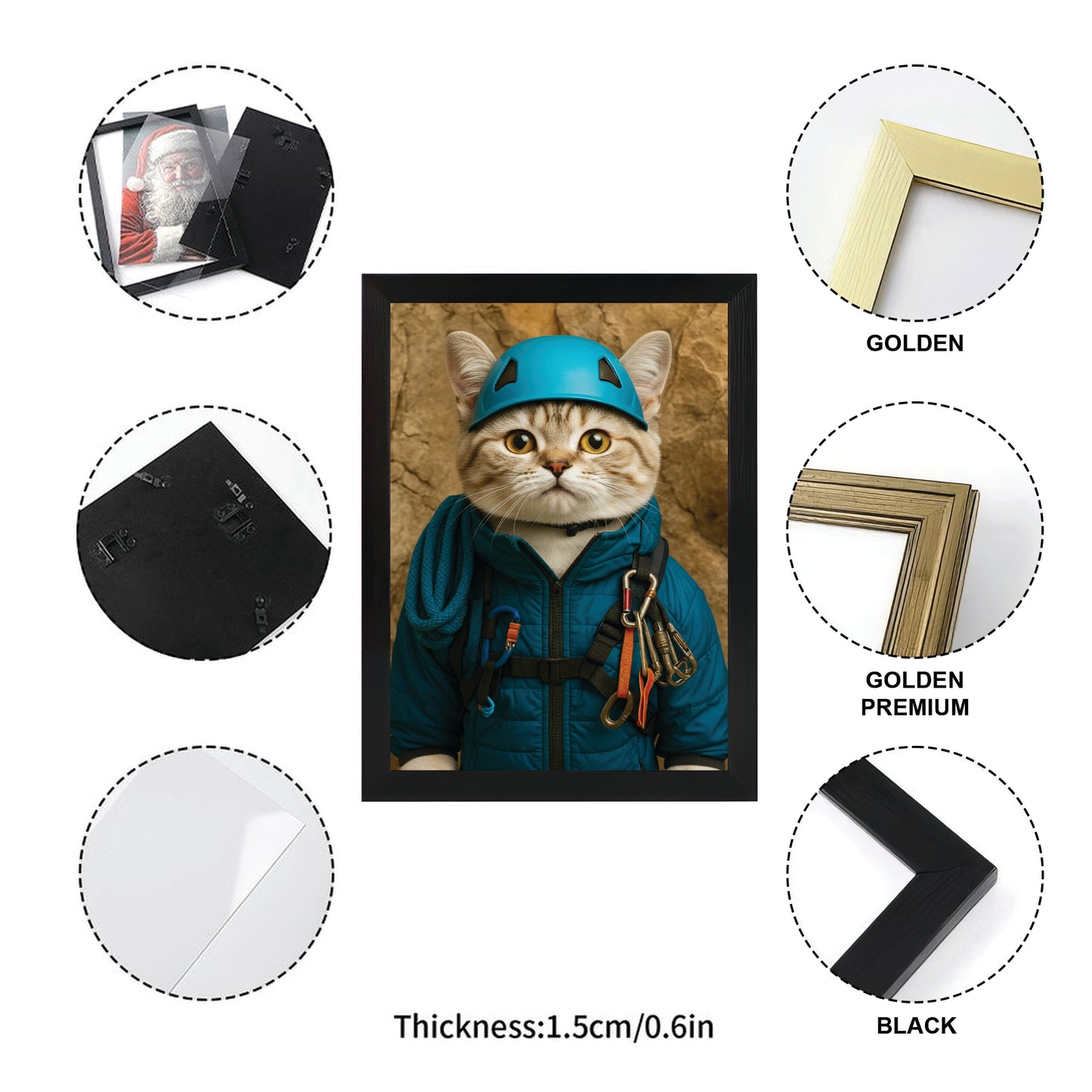 Custom Photo Climber Cat Canvas Framed Wall Art  Gift For Cat Lovers