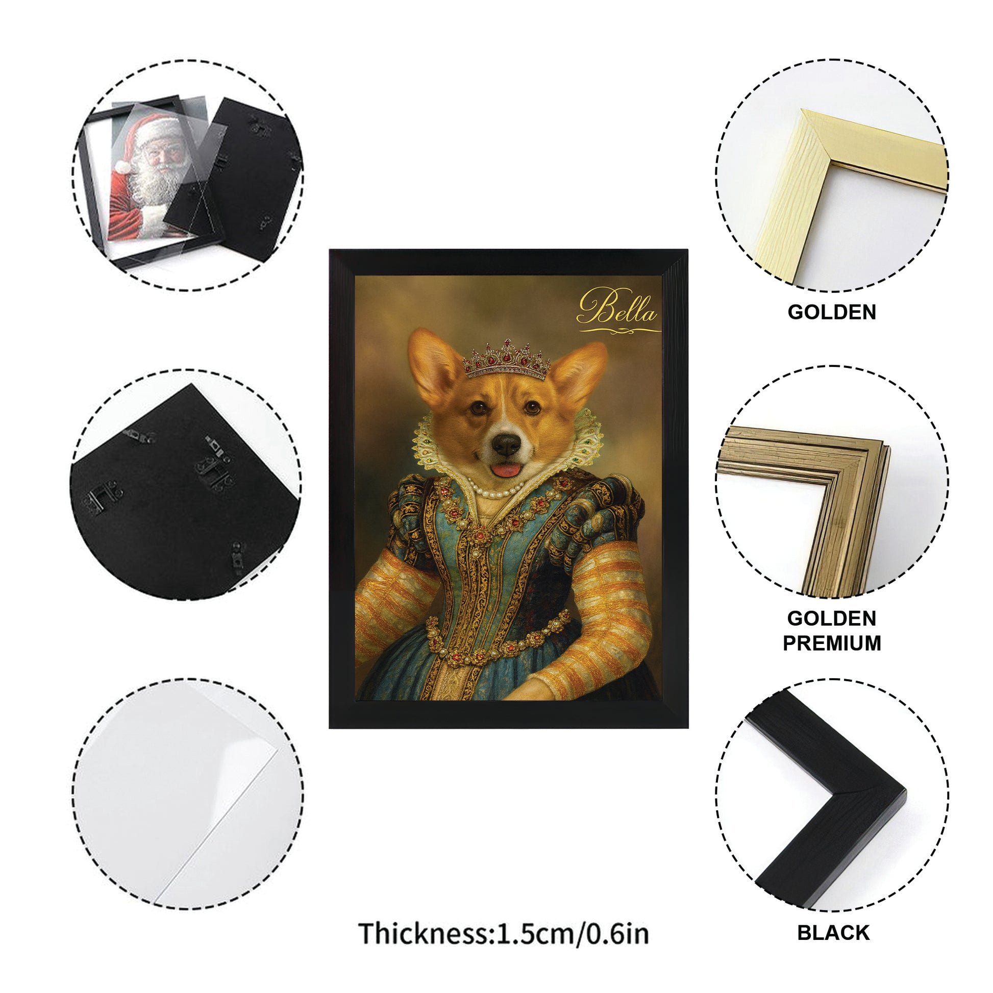 Custom Photo Sapphire Queen Dog Canvas Framed Wall Art Gift For Dog Lovers