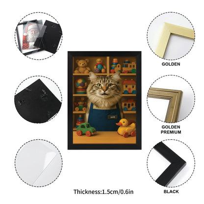 Custom Photo Toy Store Cat Canvas Framed Wall Art Gift For Cat Lovers