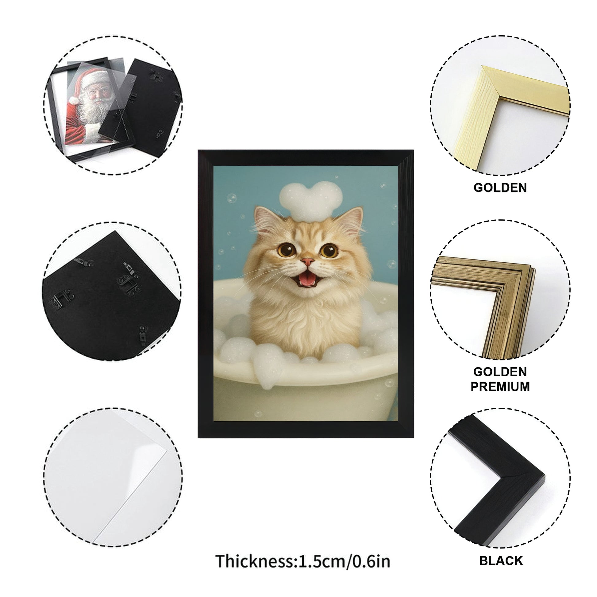 Custom Photo Cat Bathroom Style 29 Canvas Framed Wall Art Gift For Cat Lovers
