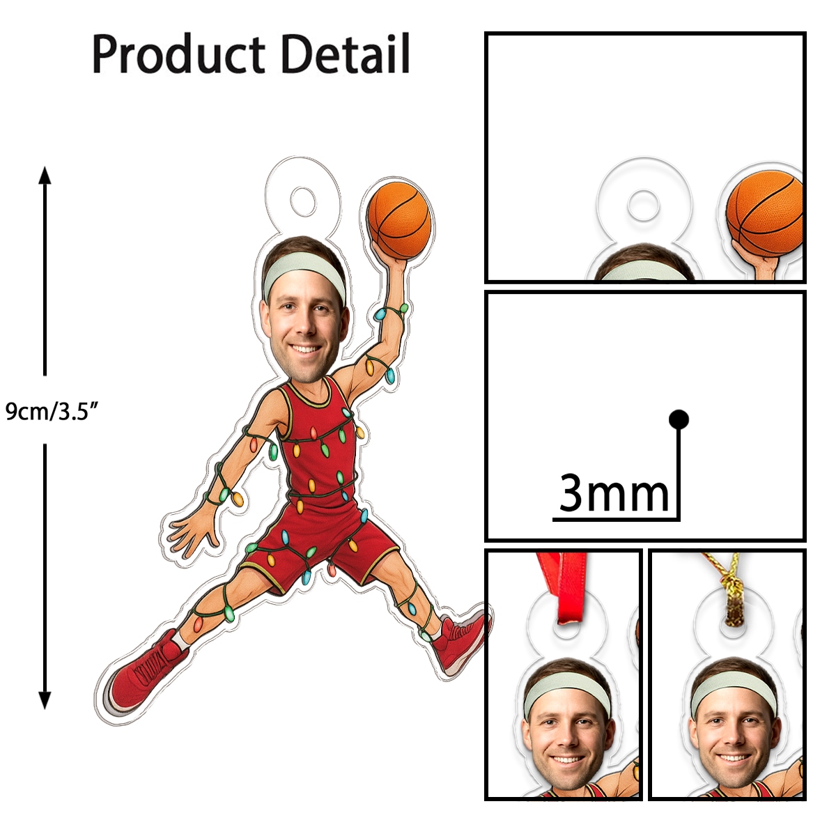 Custom Photo Christmas Basketball Players Acrylic Ornament Christmas Gift