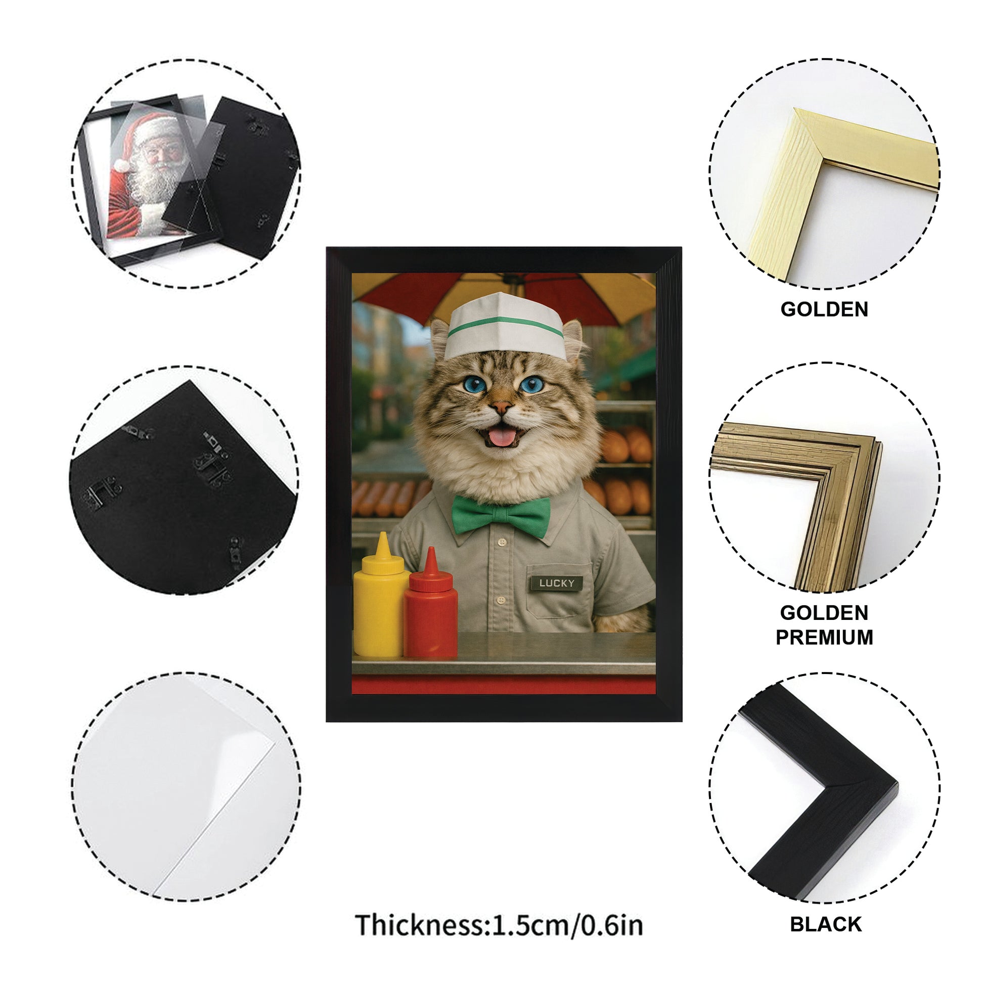 Custom Photo Hot Cat Canvas Framed Wall Art  Gift For Cat Lovers