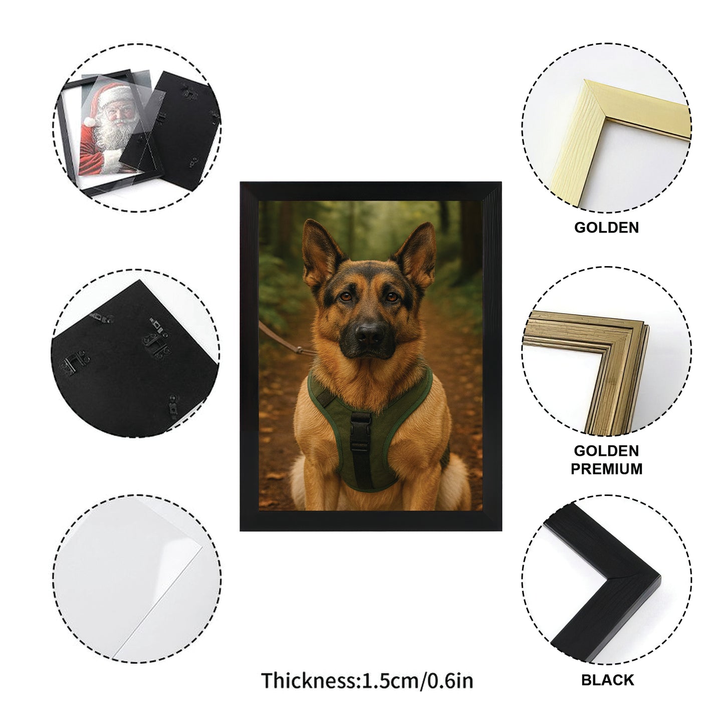 Custom Photo Hiking Dog Canvas Framed Wall Art Gift For Dog Lovers