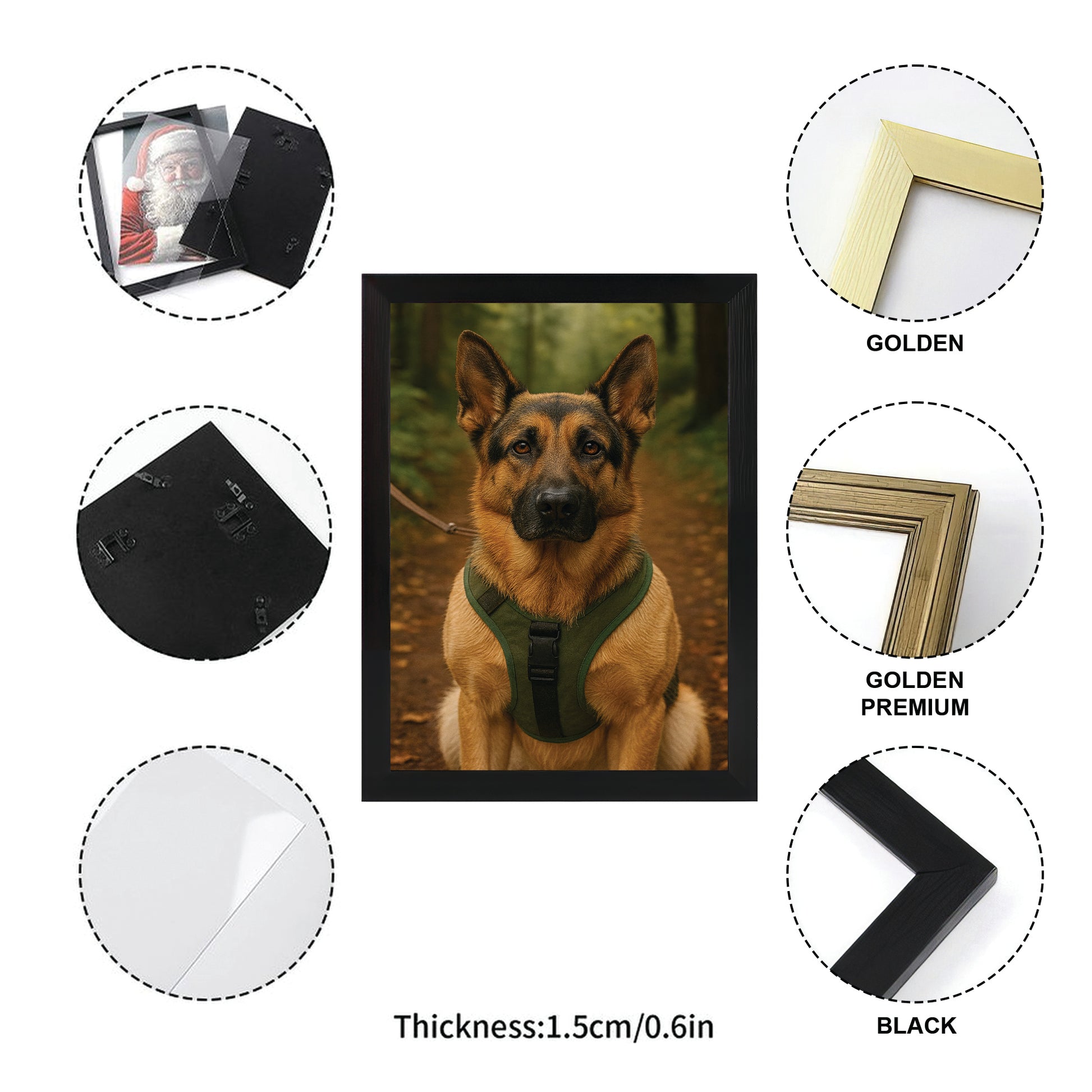 Custom Photo Hiking Dog Canvas Framed Wall Art Gift For Dog Lovers