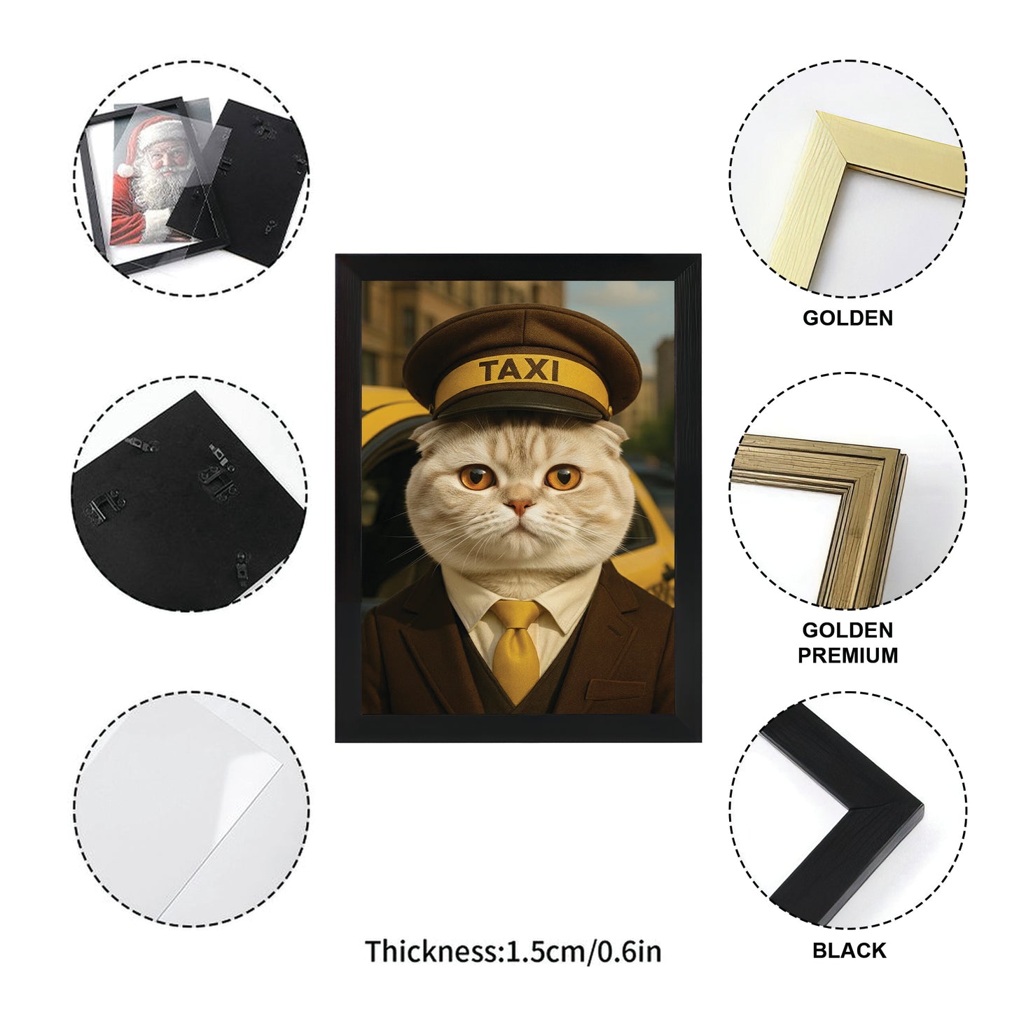 Custom Photo Taxi Driver Cat Canvas Framed Wall Art Gift For Cat Lovers
