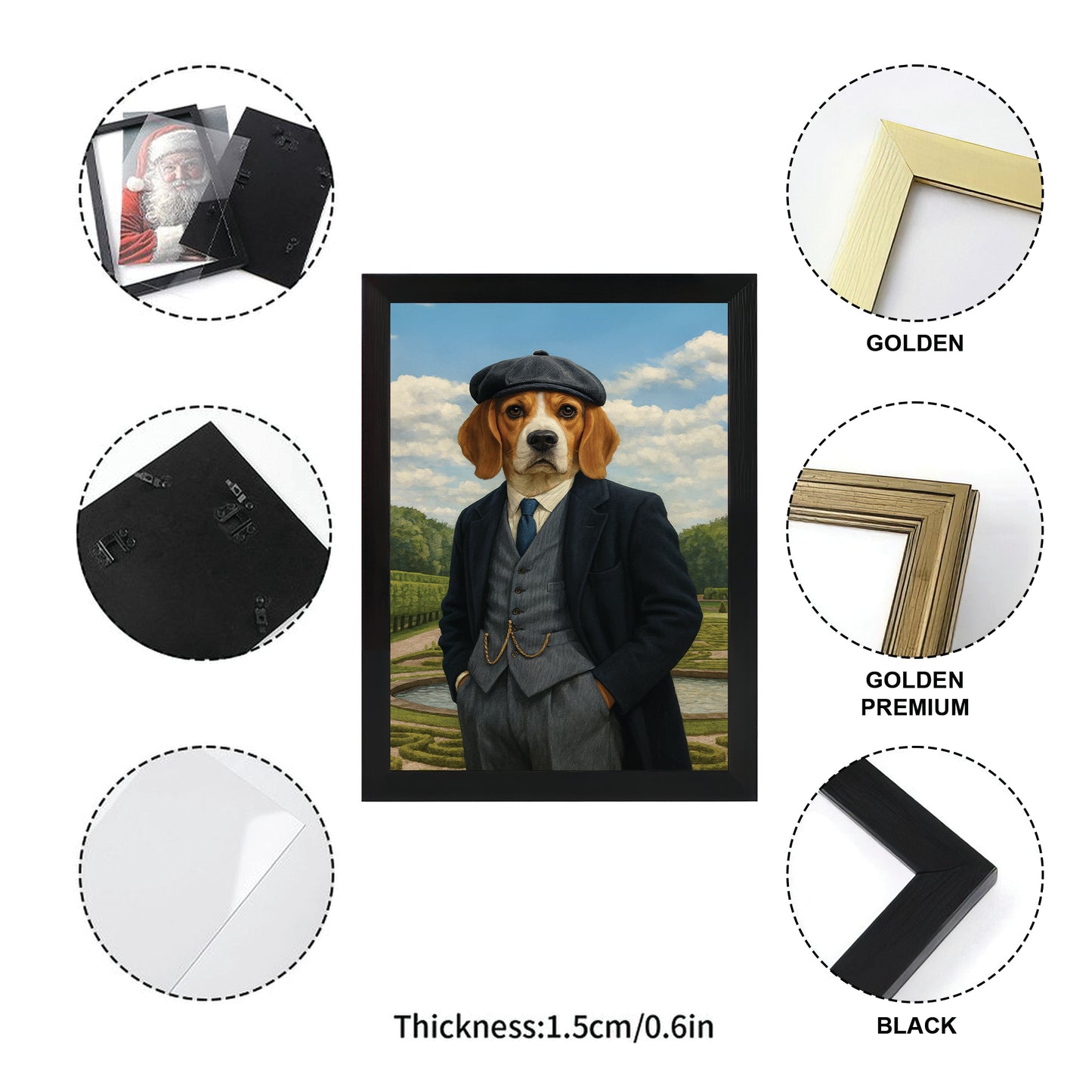 Custom Photo Pawky Blinder Dog Canvas Framed Wall Art