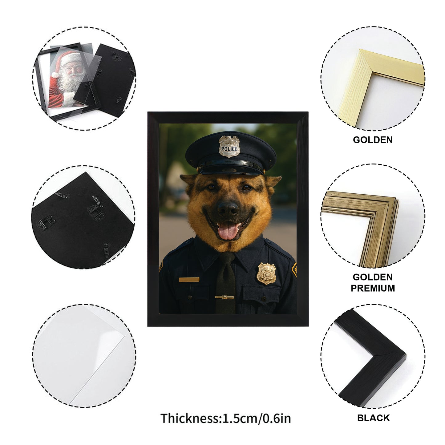 Custom Photo Police 2 Dog Canvas Framed Wall Art Gift For Dog Lovers