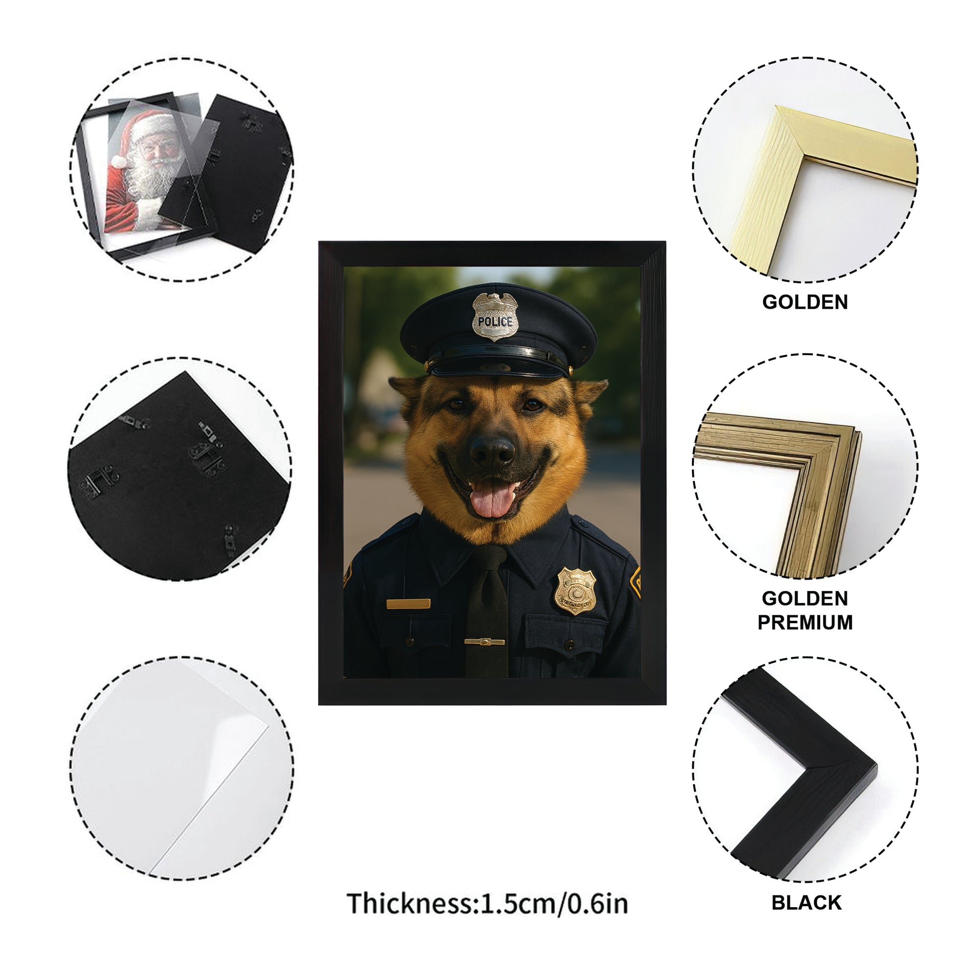 Custom Photo Police 2 Dog Canvas Framed Wall Art Gift For Dog Lovers