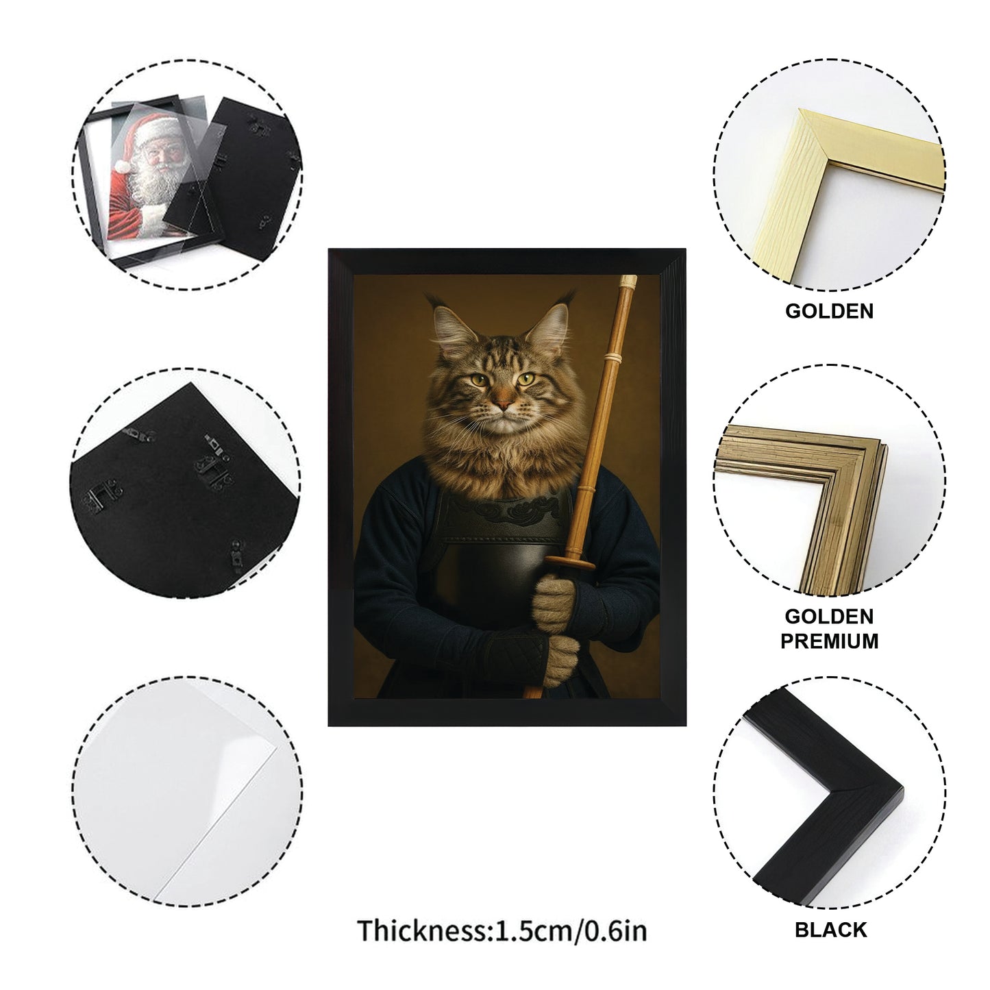 Custom Photo Kendo Cat Canvas Framed Wall Art  Gift For Cat Lovers