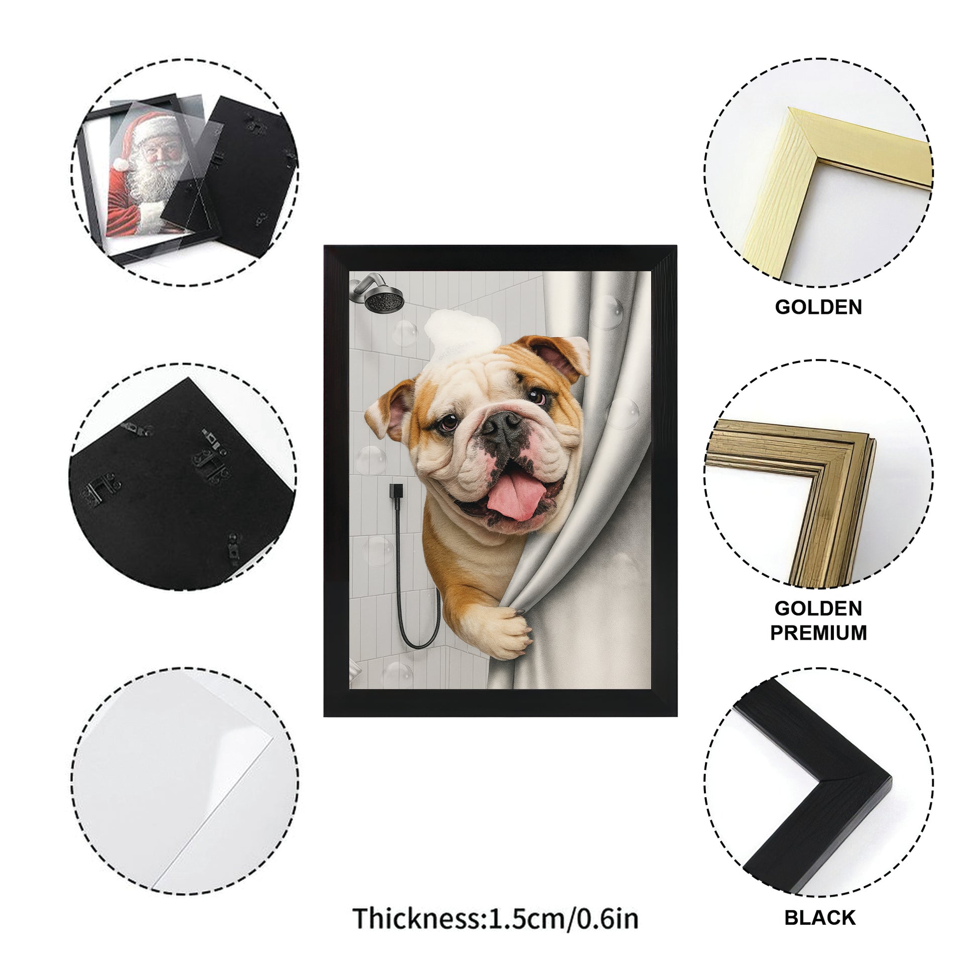 Custom Dog Photo Dog In Bathroom Canvas Framed Wall Art Gift For Dog Lovers