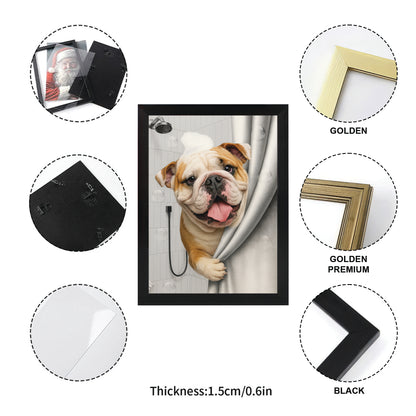 Custom Dog Photo Dog In Bathroom Canvas Framed Wall Art Gift For Dog Lovers
