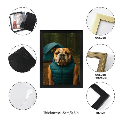 Custom Photo Dog Camping Canvas Framed Wall Art Gift For Dog Lovers