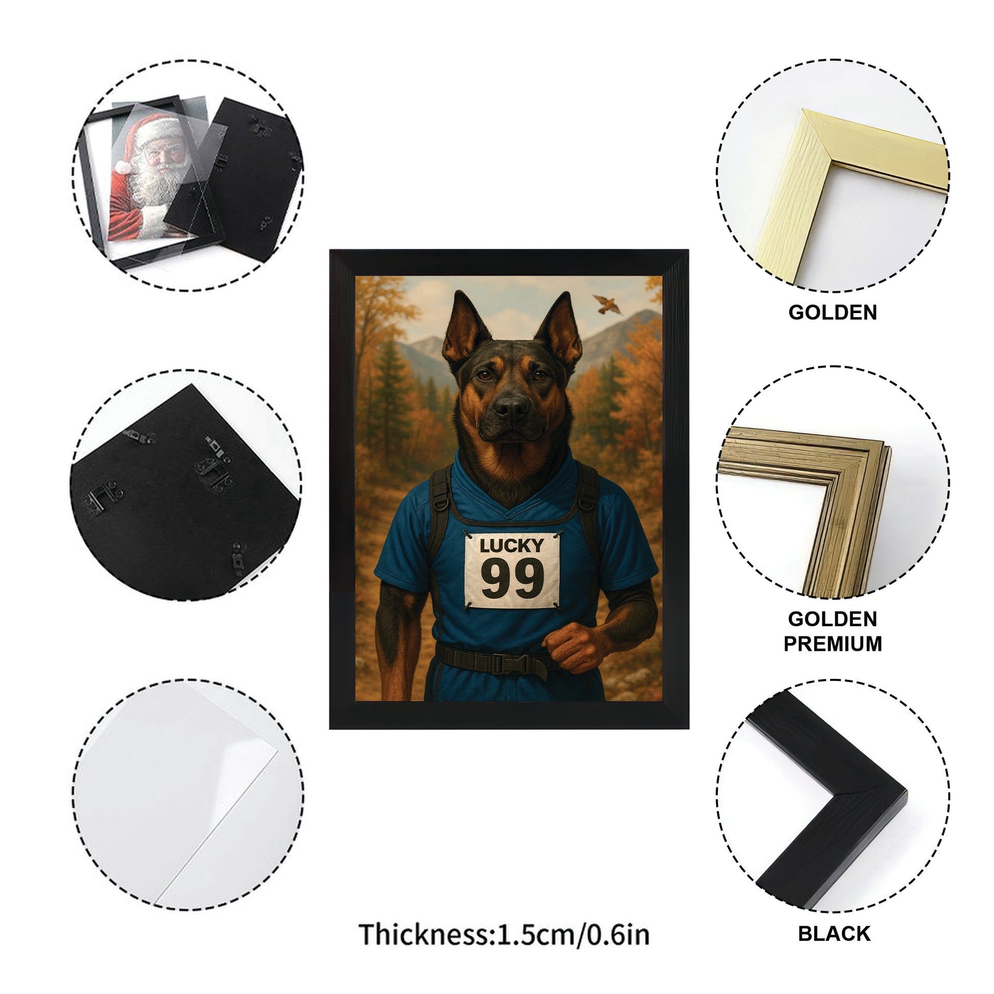 Custom Photo Trail Runner Dog Canvas Framed Wall Art Gift For Dog Lover