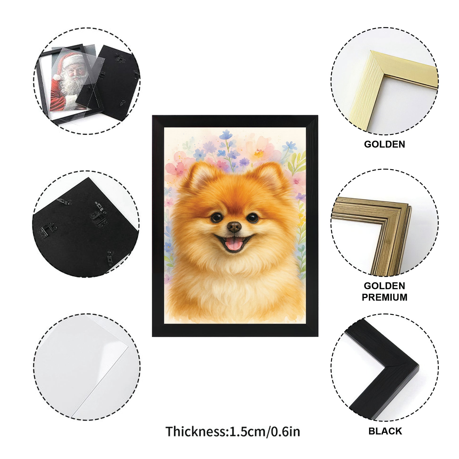 Custom Photo Dog Floral Watercolor Art