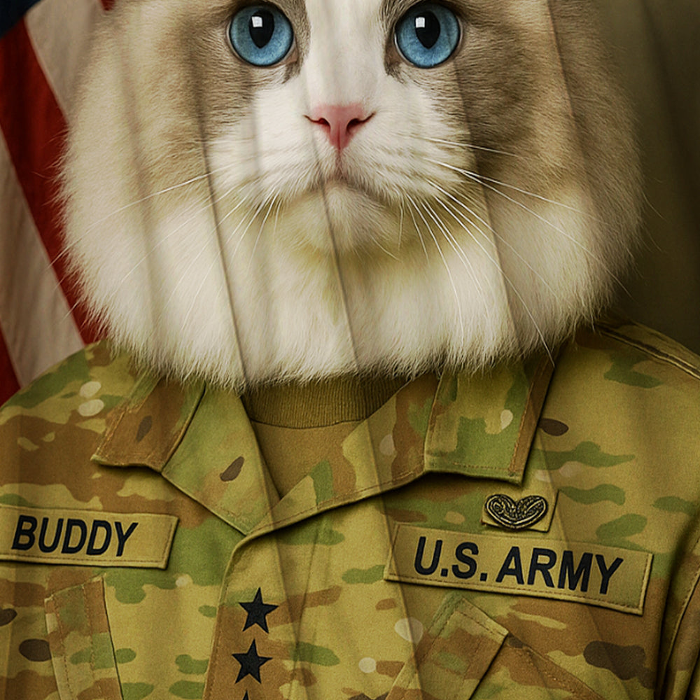 Custom Cat Photo Us Army Blanket _ Gift For Cat Lovers