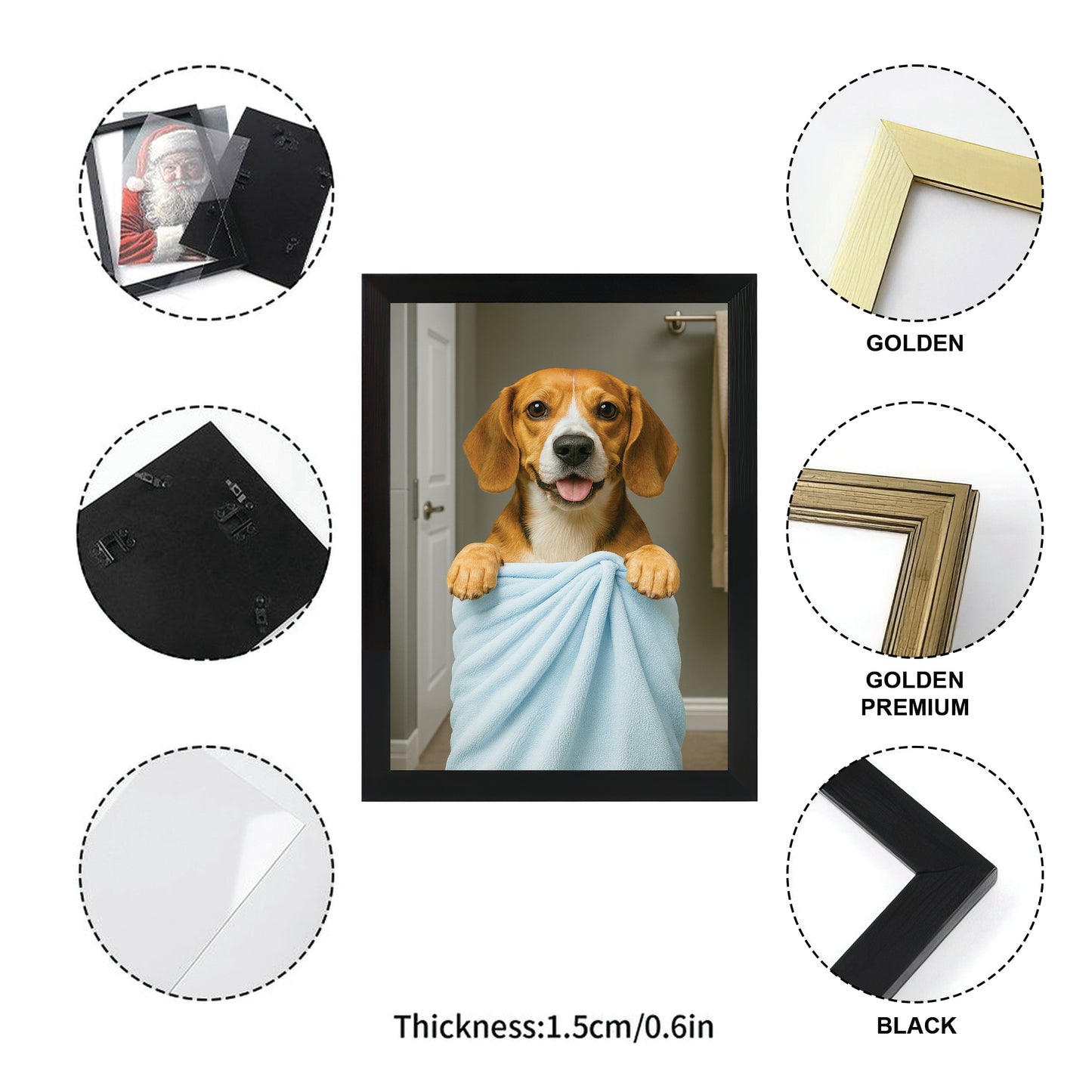Custom Dog Photo In Bathroom Canvas Framed Wall Art Dog Lover Gifts