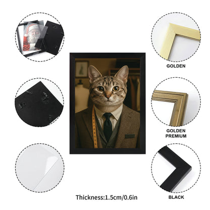 Custom Photo Tailor Cat Canvas Framed Wall Art Gift For Cat Lovers