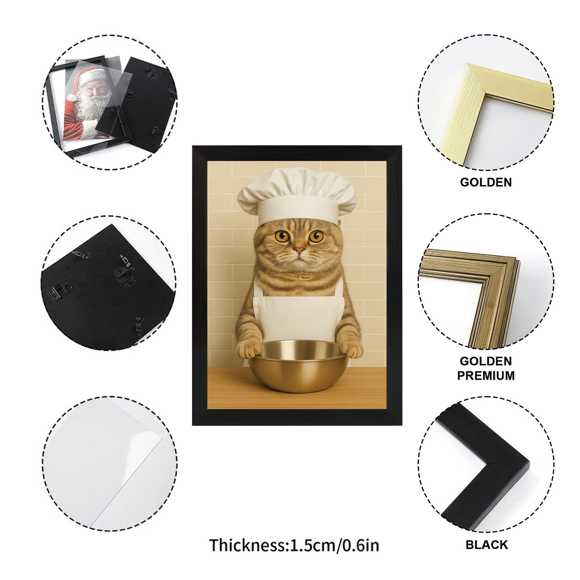 Custom Photo Cat Chef Canvas Framed Wall Art Gift For Cat Lovers