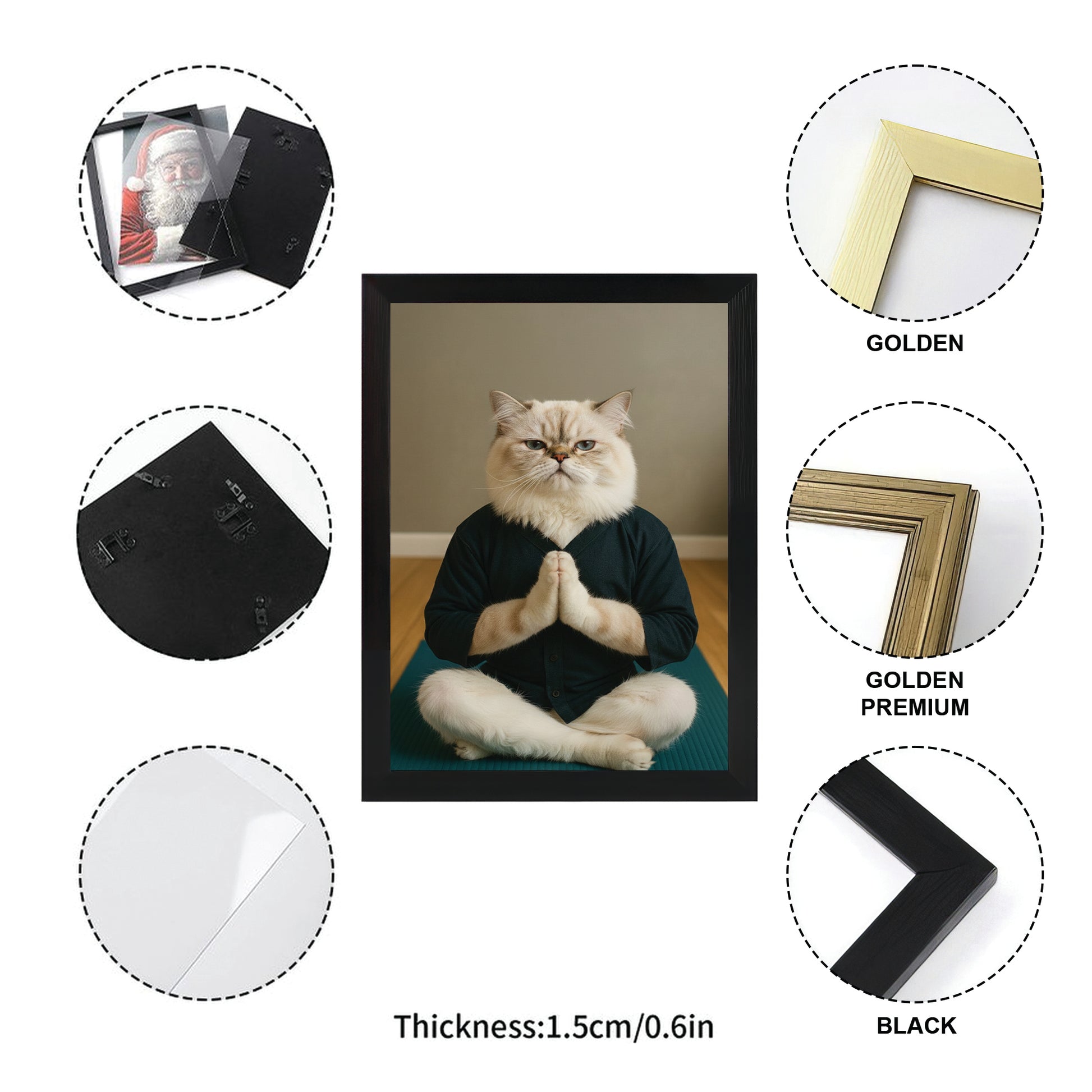 Custom Photo Yoga Cat Canvas Framed Wall Art Gift For Cat Lovers