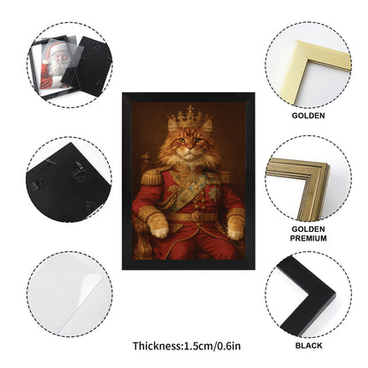 Custom Photo King Cat With Crown Royal Canvas Framed Wall Art Gift For Cat Lovers