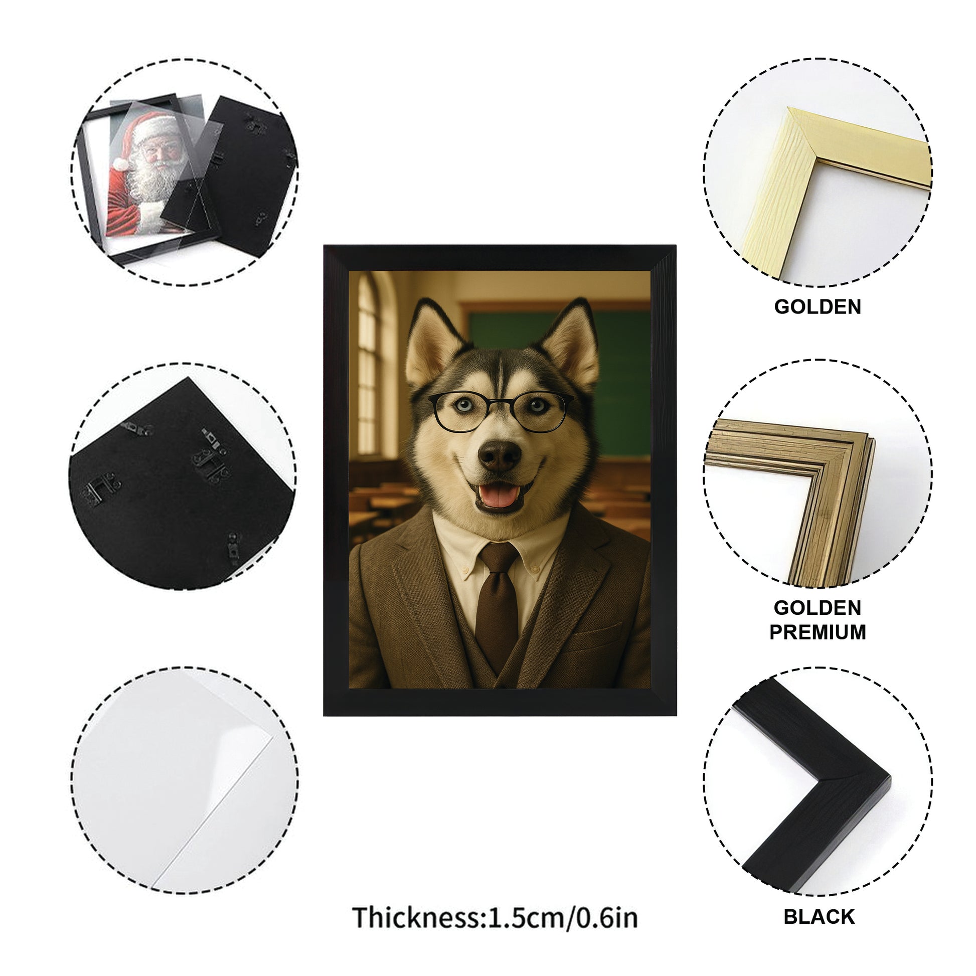 Custom Photo Teacher Dog Canvas Framed Wall Art Gift For Dog Lovers