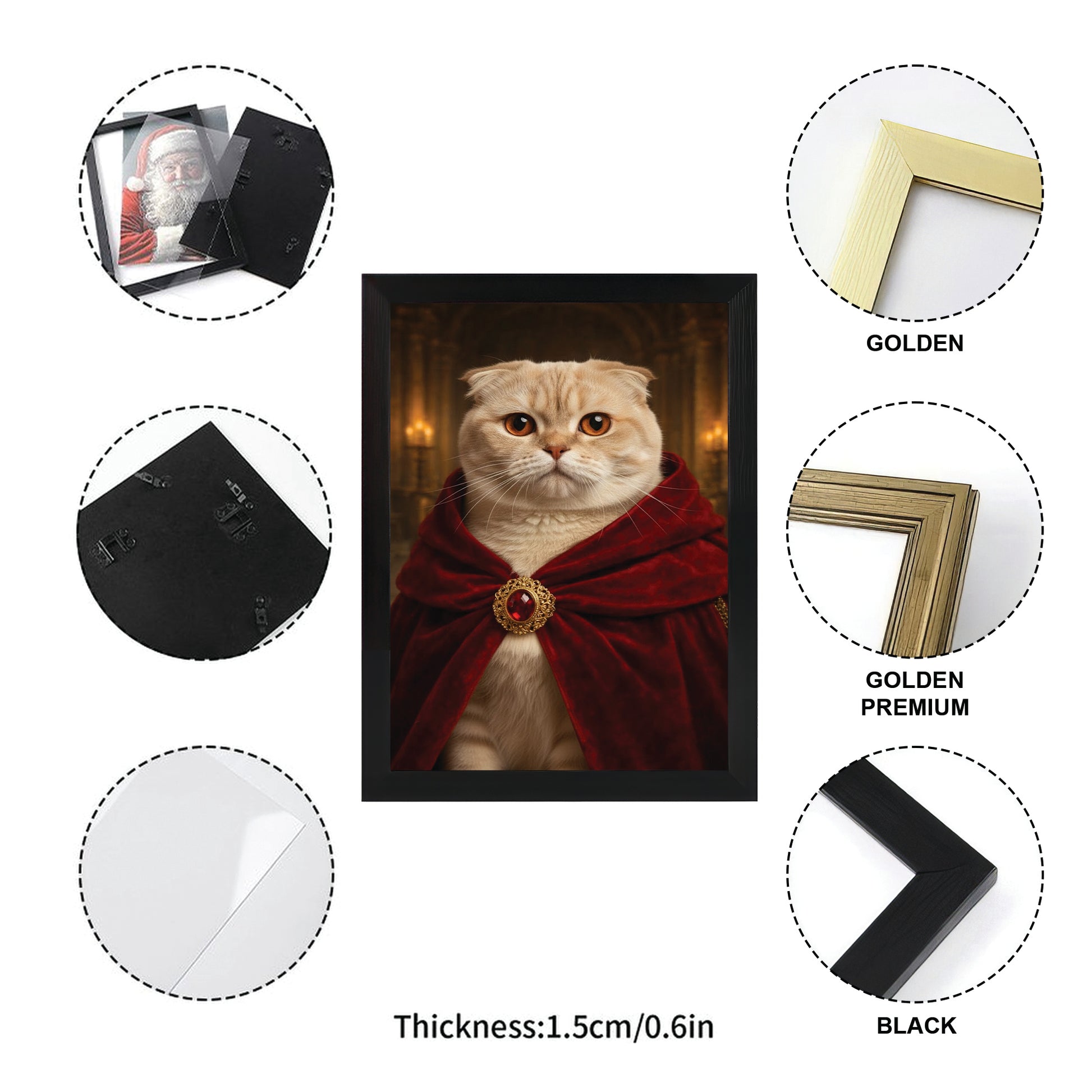 Custom Photo King Royal Cat Canvas Framed Wall Art Gift For Cat Lover