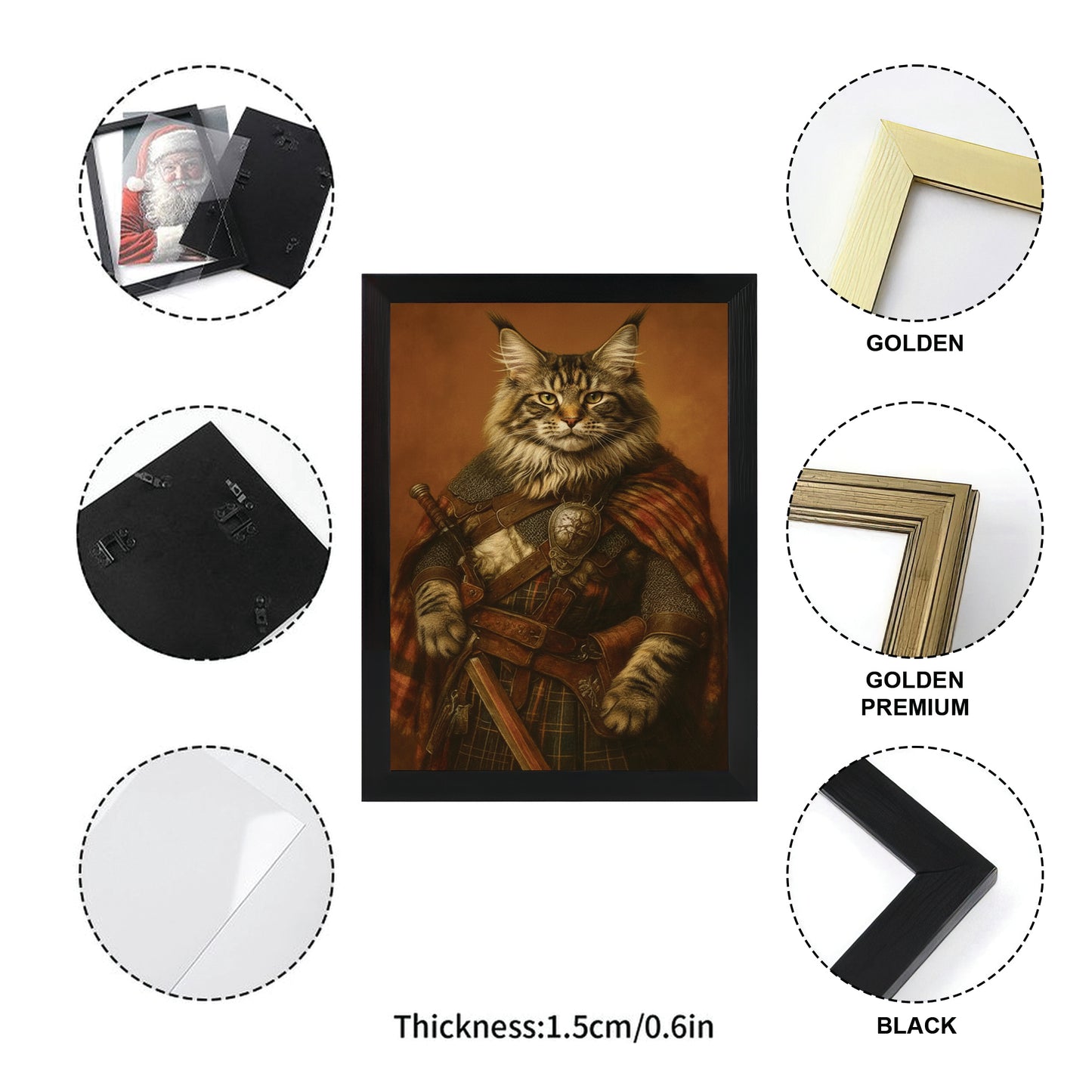 Custom Photo Royal Knight Cat Canvas Framed Wall Art Gift For Cat Lovers