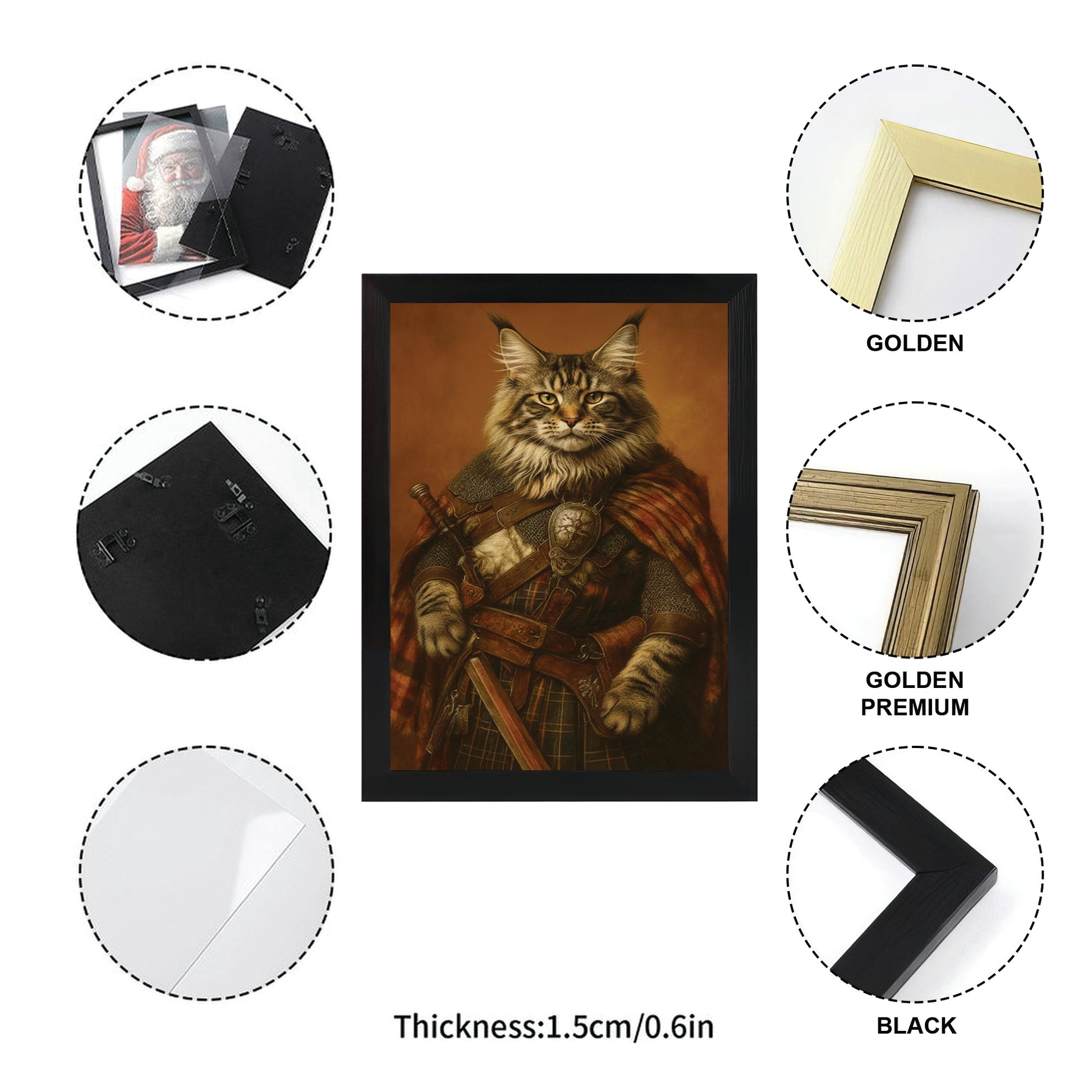 Custom Photo Royal Knight Cat Canvas Framed Wall Art Gift For Cat Lovers