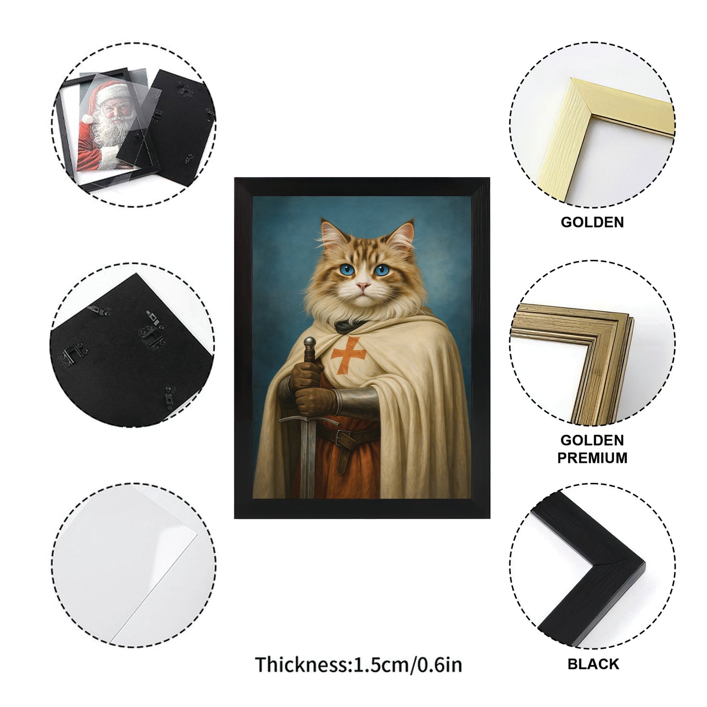 Custom Photo Priest Cat Canvas Framed Wall Art Gift For Cat Lovers