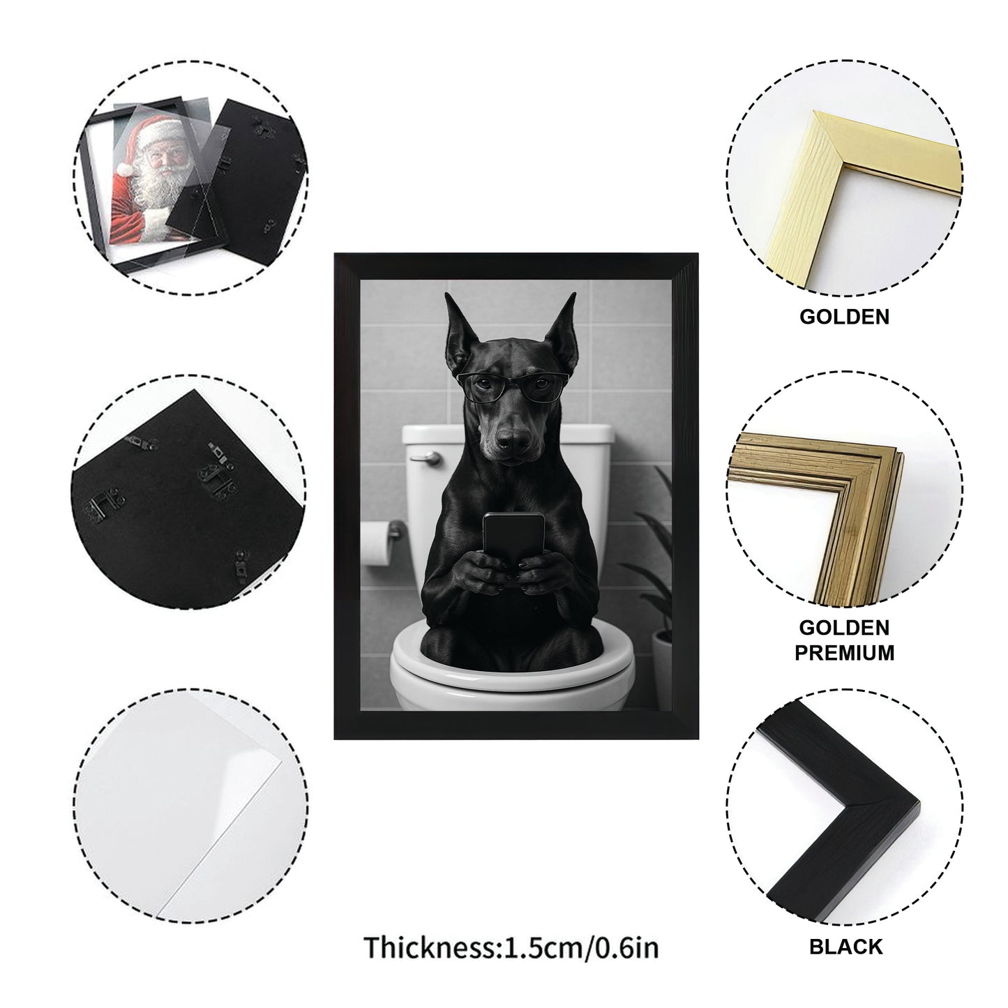 Custom Photo Dog Bathroom Style 14 Canvas Framed Wall Art Gift For Dog Lovers