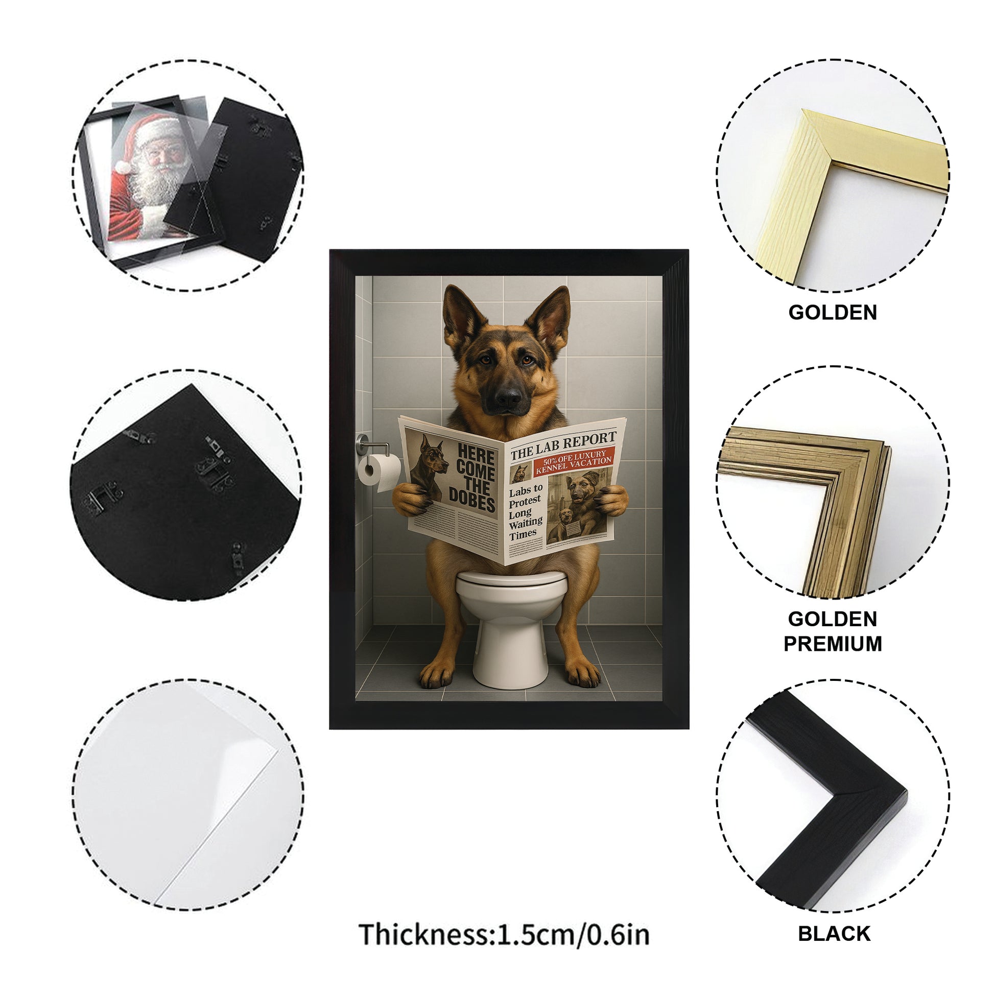 Custom Photo Dog Bathroom Canvas Framed Wall Art Style 03 Gift For Dog Lovers