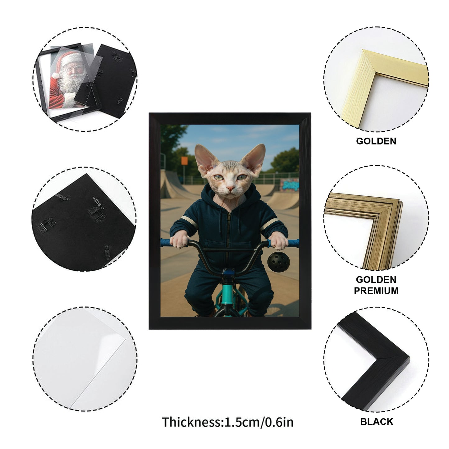 Custom Photo Bmx Bike Cat Canvas Framed Wall Art Gift For Cat Lovers