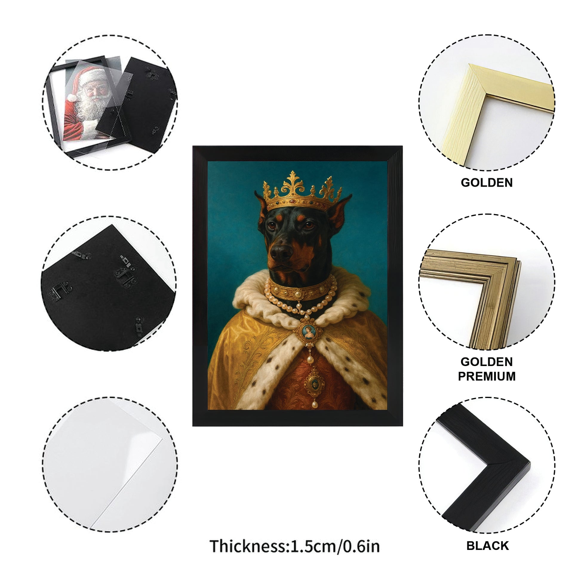 Custom Photo King Royal Dog Canvas Framed Wall Art Gift For Dog Lovers