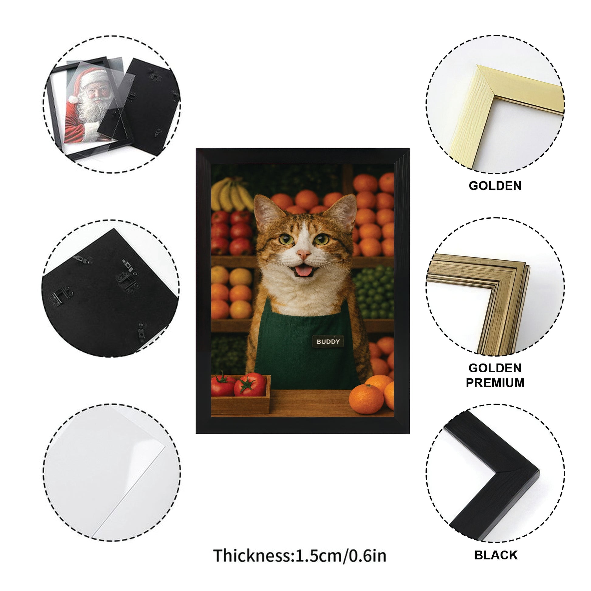 Custom Photo Grocer Store Cat Canvas Framed Wall Art  Gift For Cat Lovers