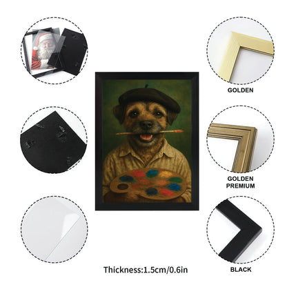 Custom Photo Artist Dog Canvas Framed Wall Art Gift For Dog Lovers