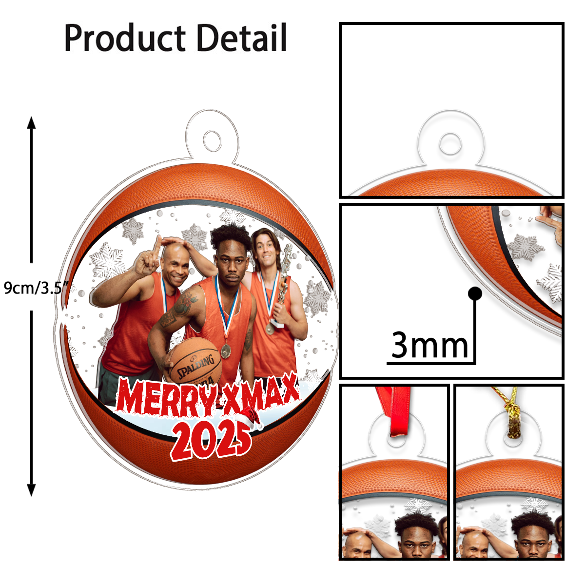 Custom Photo Basketball Team Christmas Acrylic Ornament Christmas Gift