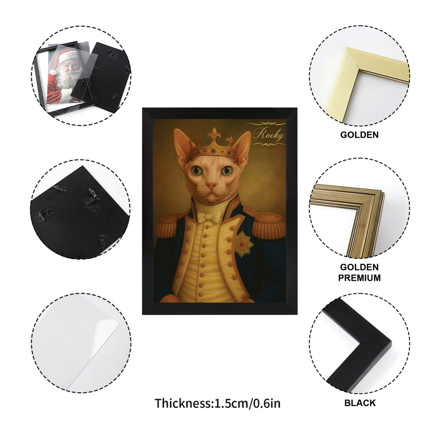 Custom Photo Great Captain Cat Canvas Framed Wall Art Gift For Cat Lovers