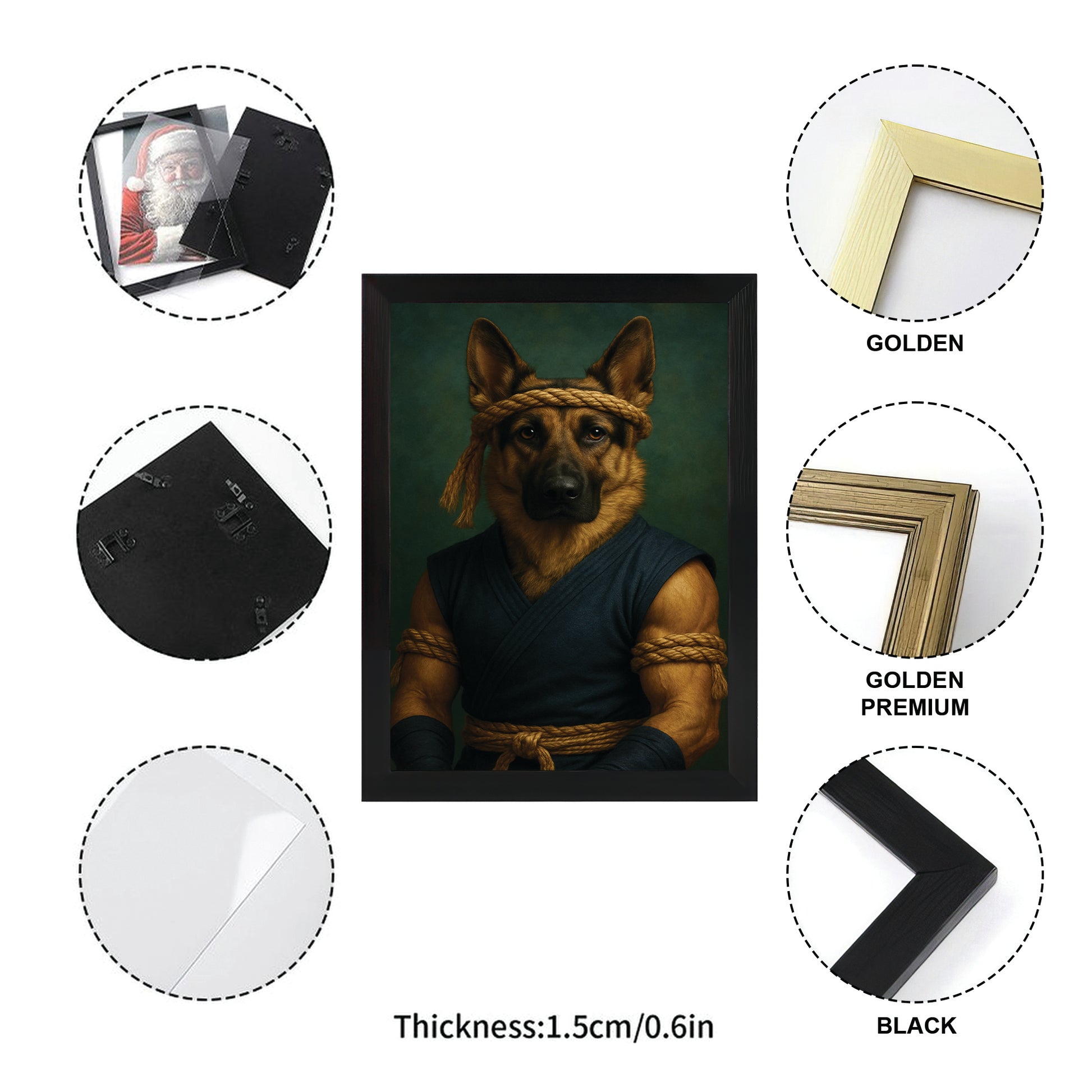 Custom Photo Fighter Warrior Art Dog Canvas Framed Wall Art Gift For Dog Lovers