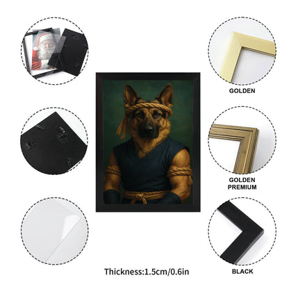 Custom Photo Fighter Warrior Art Dog Canvas Framed Wall Art Gift For Dog Lovers