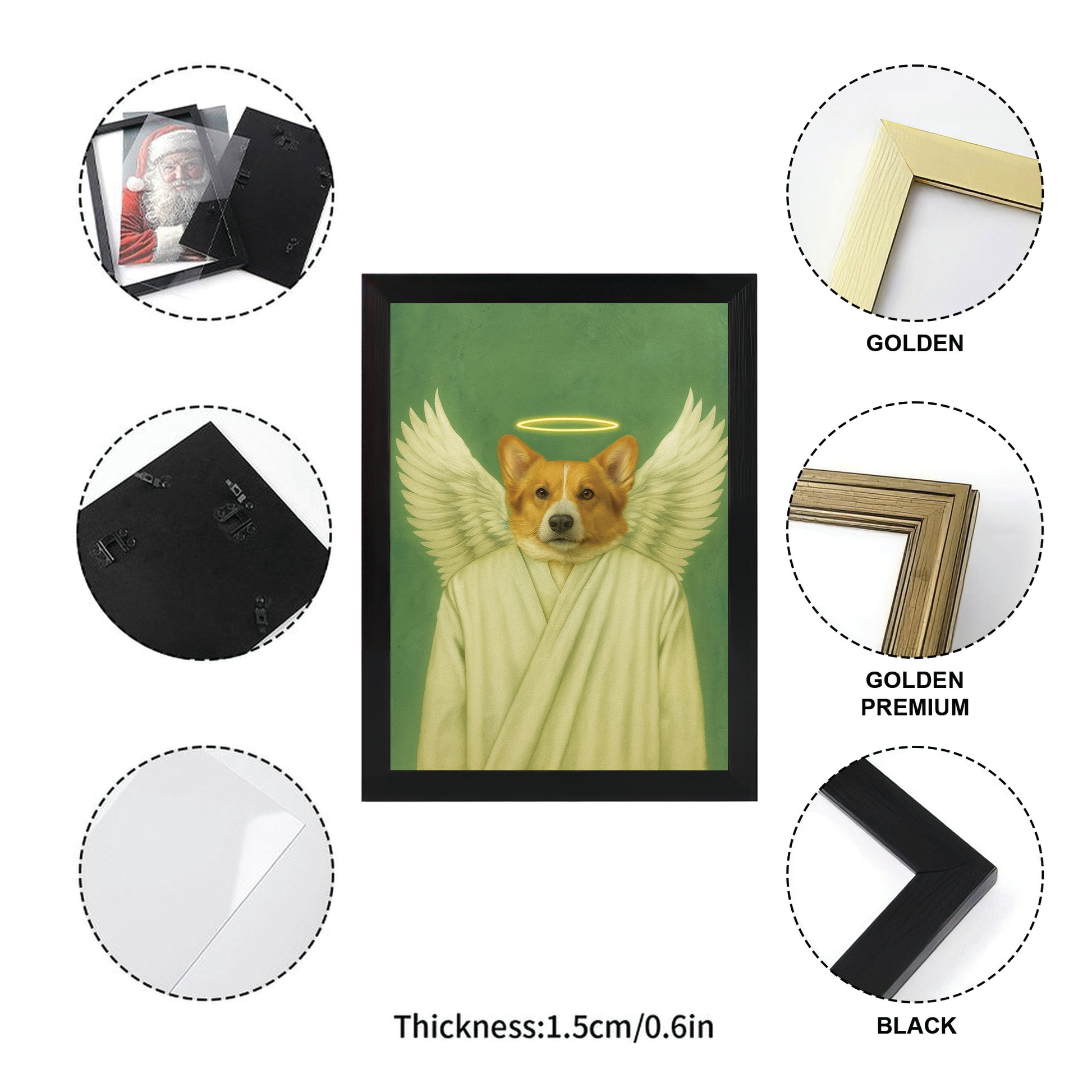 Custom Photo Angel Dog Canvas Framed Wall Art Memorial Gift For Dog