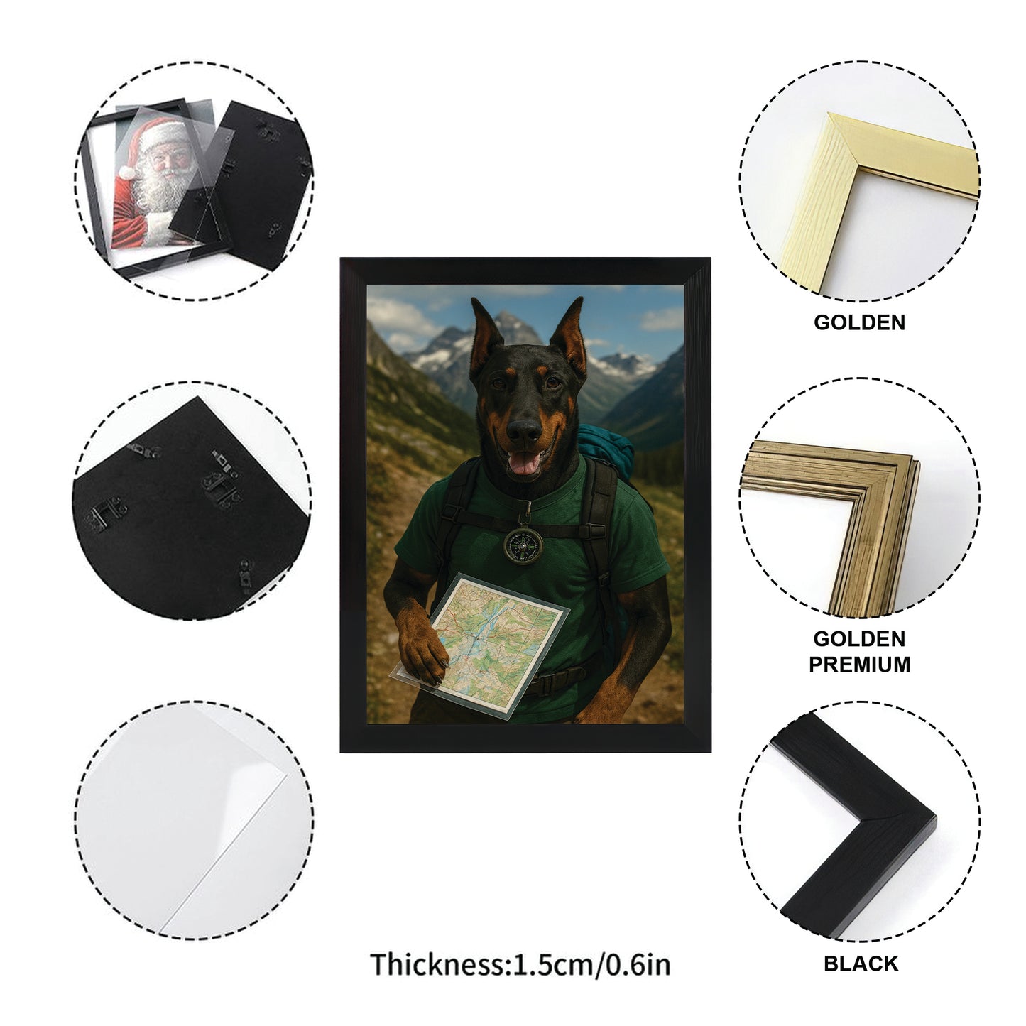 Custom Photo Explorer Hiking Dog Canvas Framed Wall Art Gift For Dog Lovers