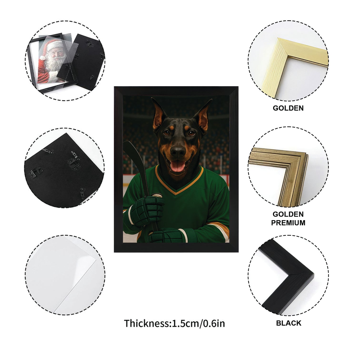 Custom Photo Hockey Player Dog Canvas Framed Wall Art Gift For Dog Lovers