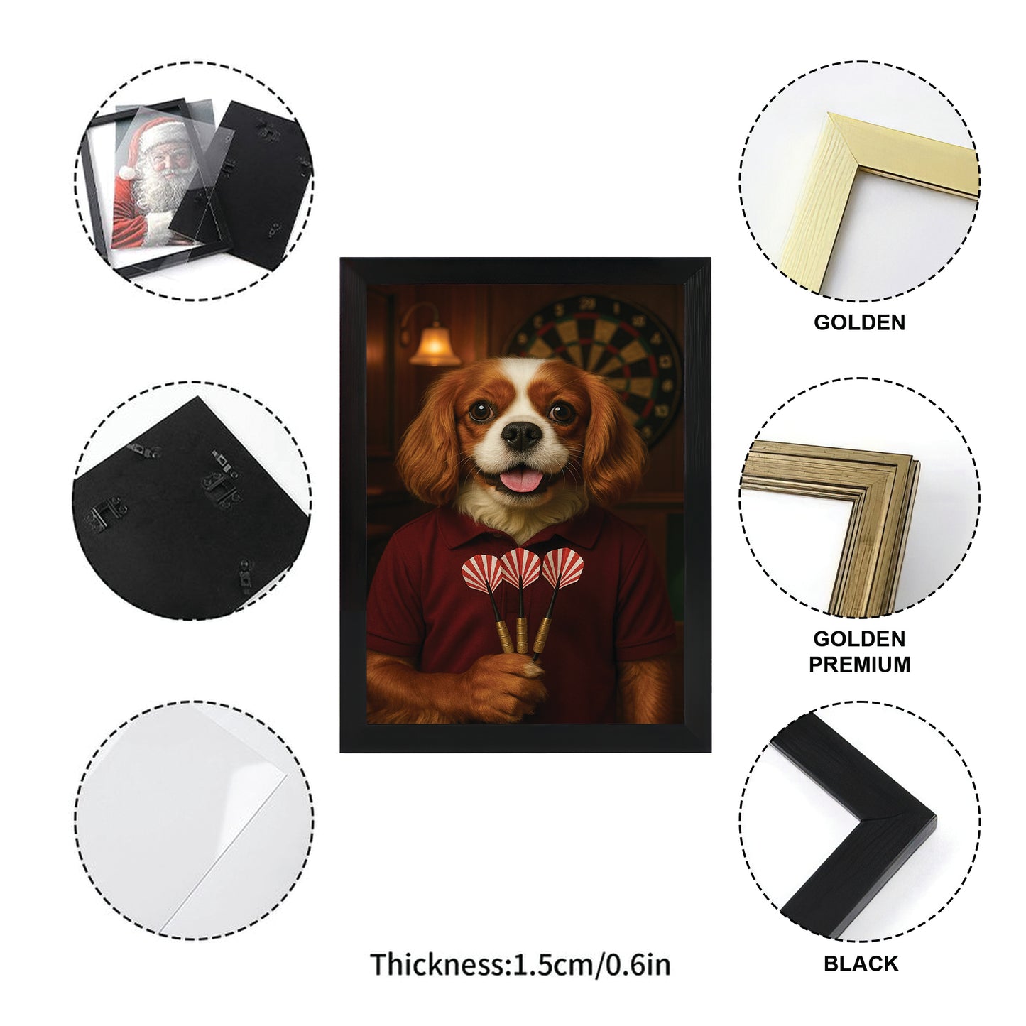 Custom Photo Dart Player Dog Canvas Framed Wall Art Gift For Dog Lovers
